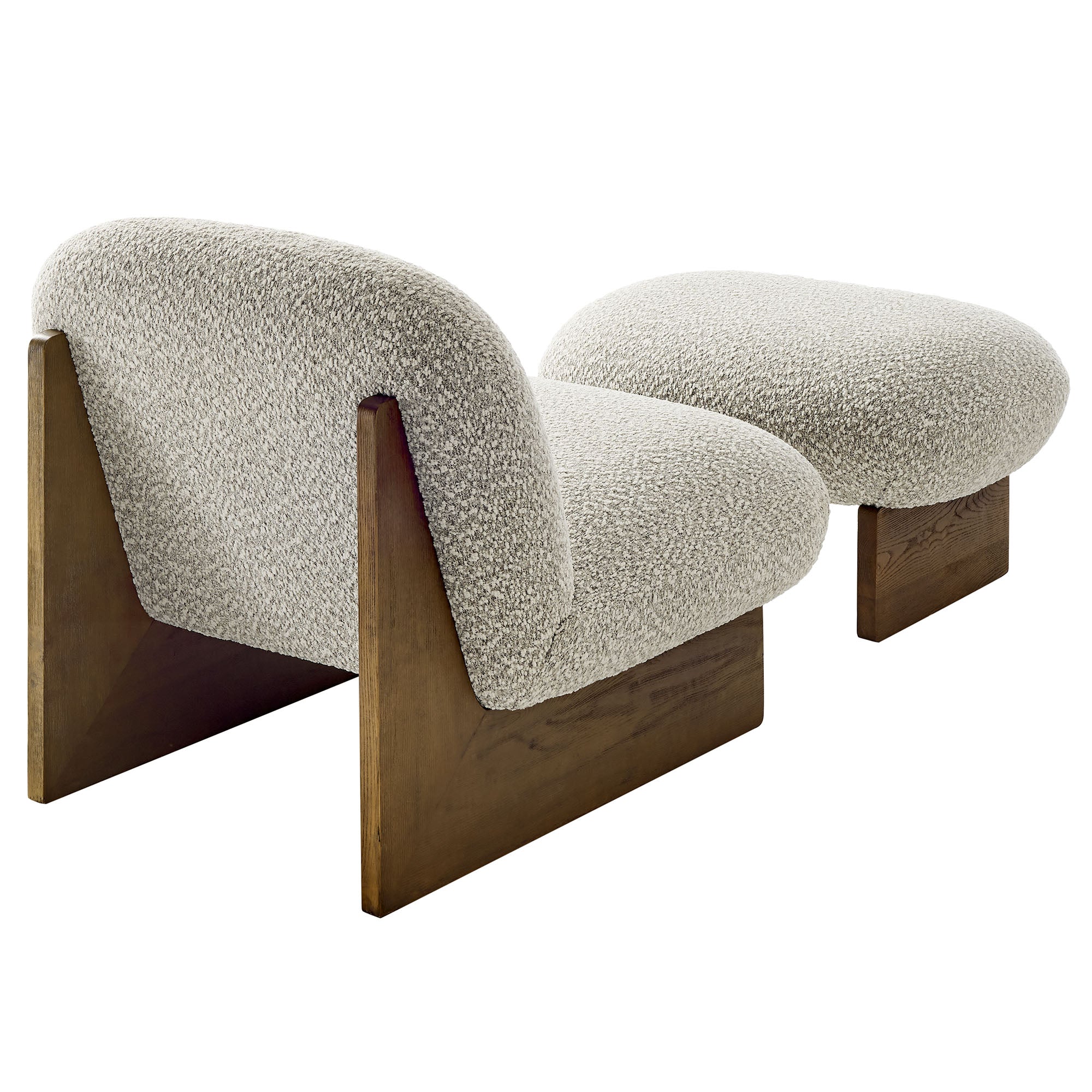 Loyal Boucle Fabric Accent Chair and Ottoman Set