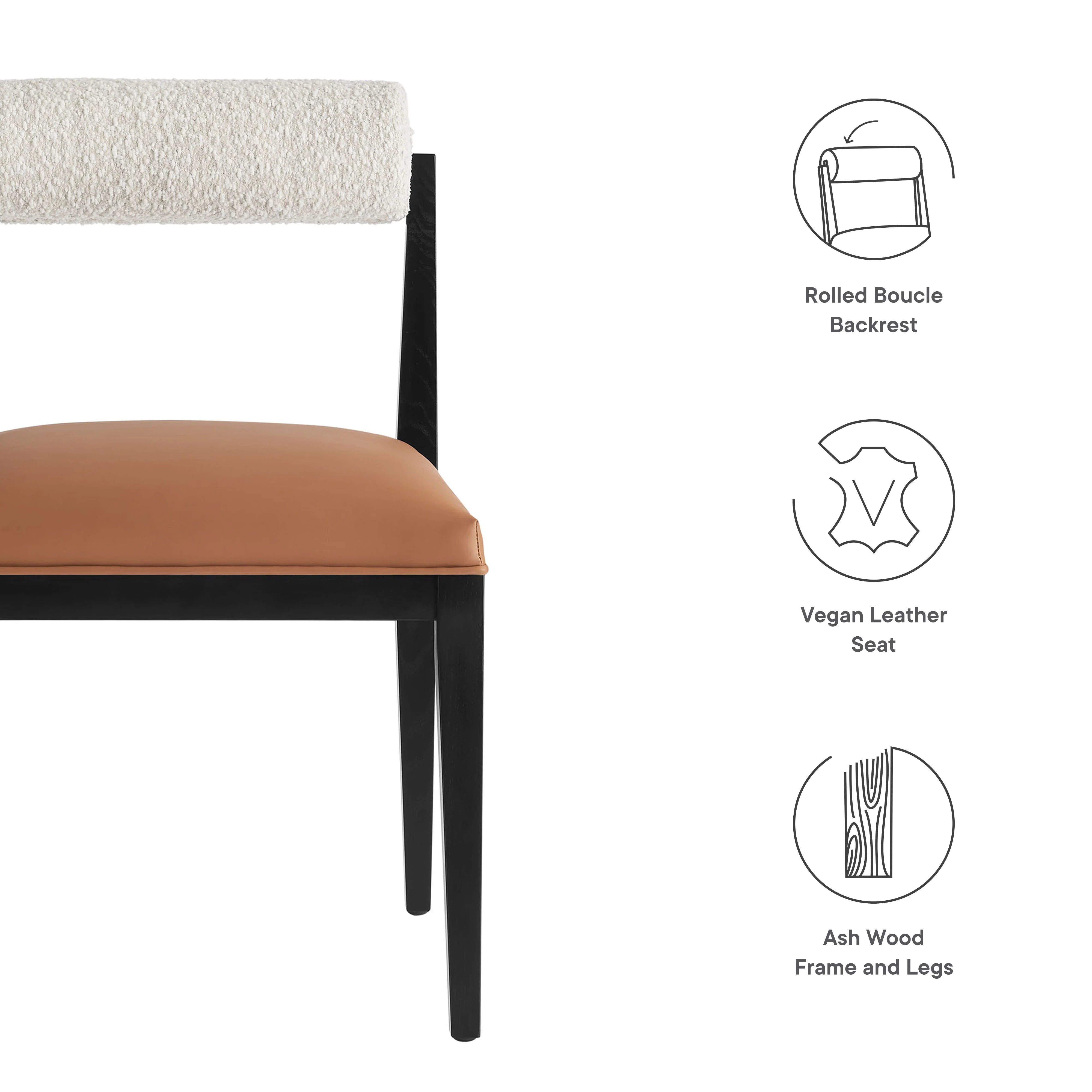 Kai Boucle and Vegan Leather Dining Chair