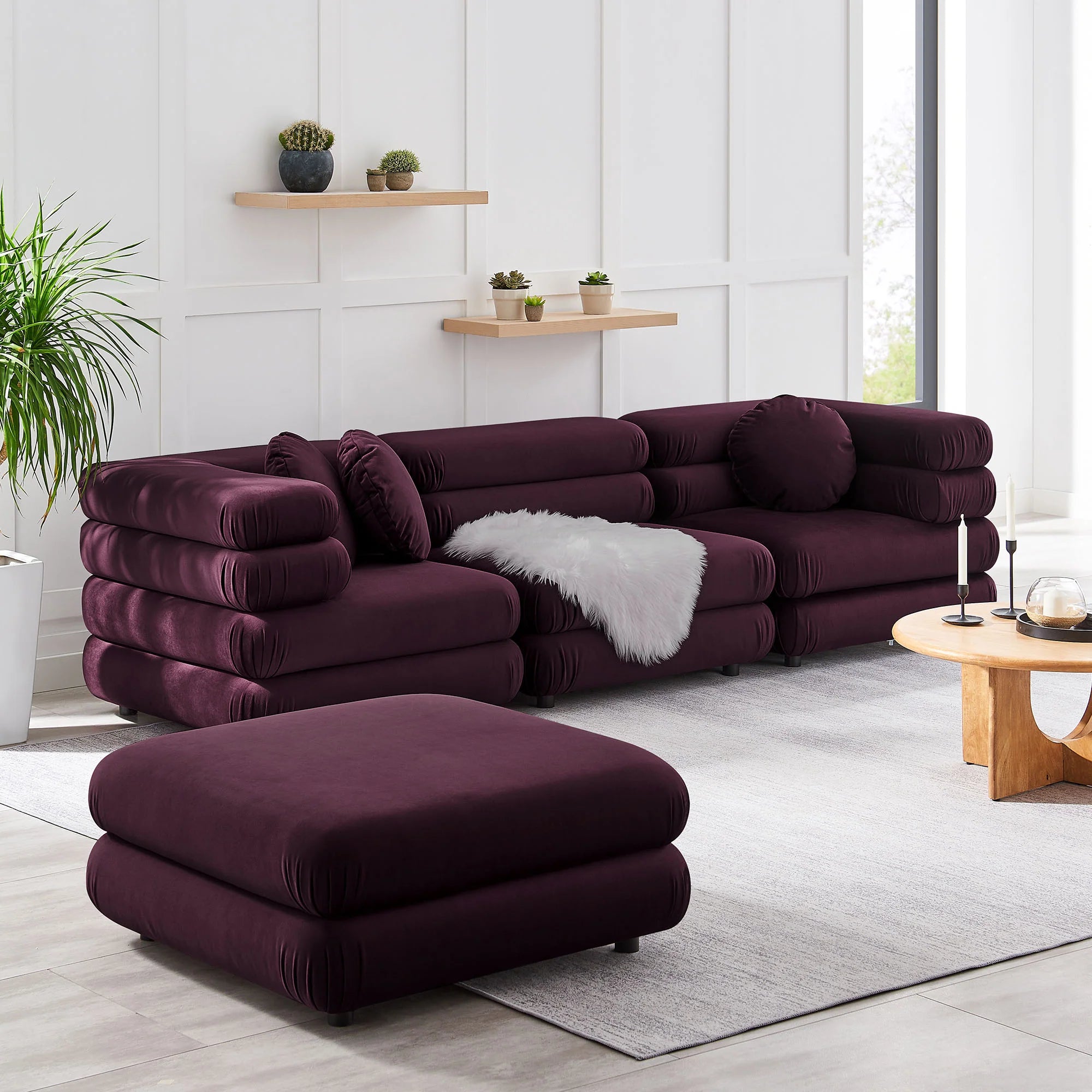 Jubilee 4-Piece Modular Performance Velvet Sectional Sofa