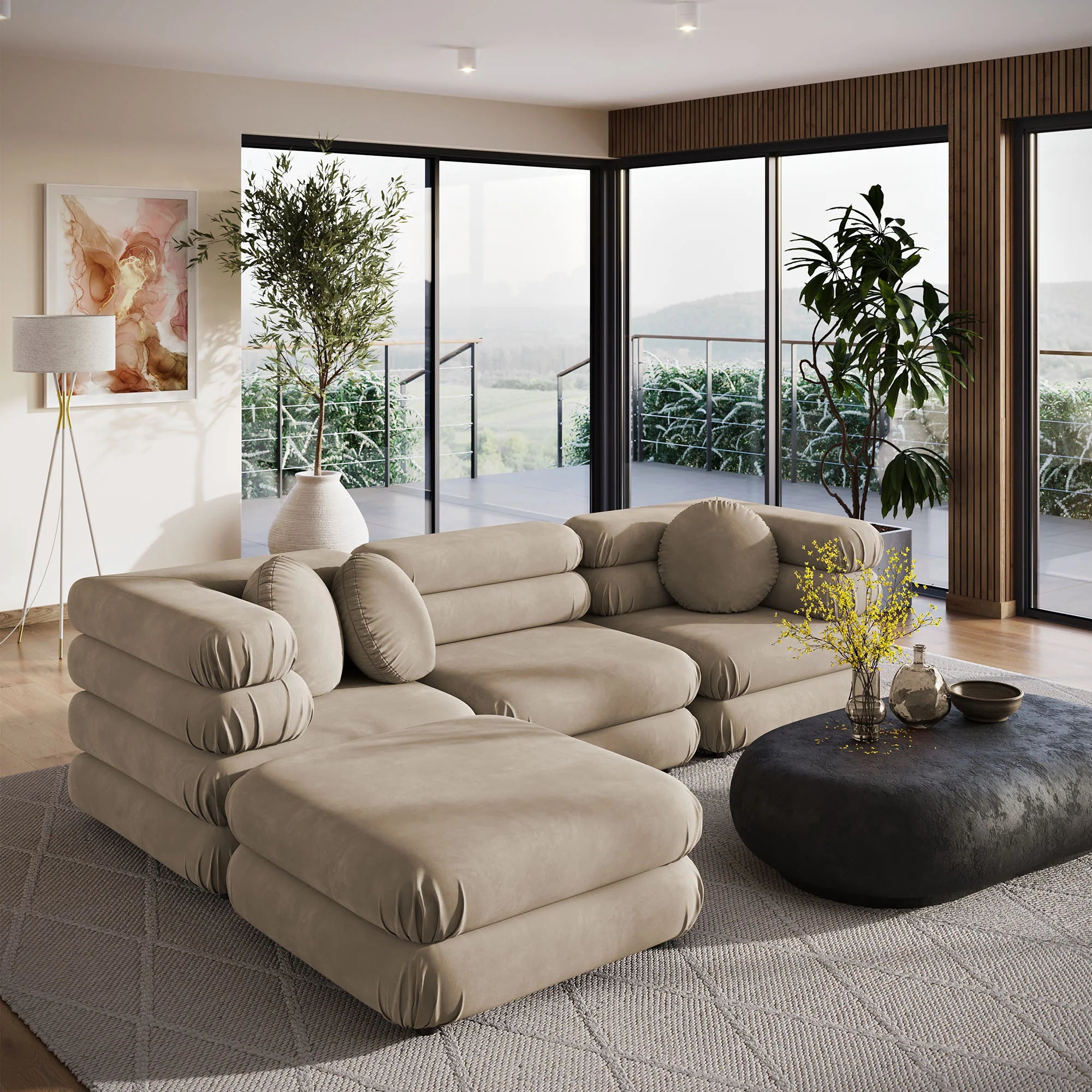 Jubilee 4-Piece Modular Performance Velvet Sectional Sofa