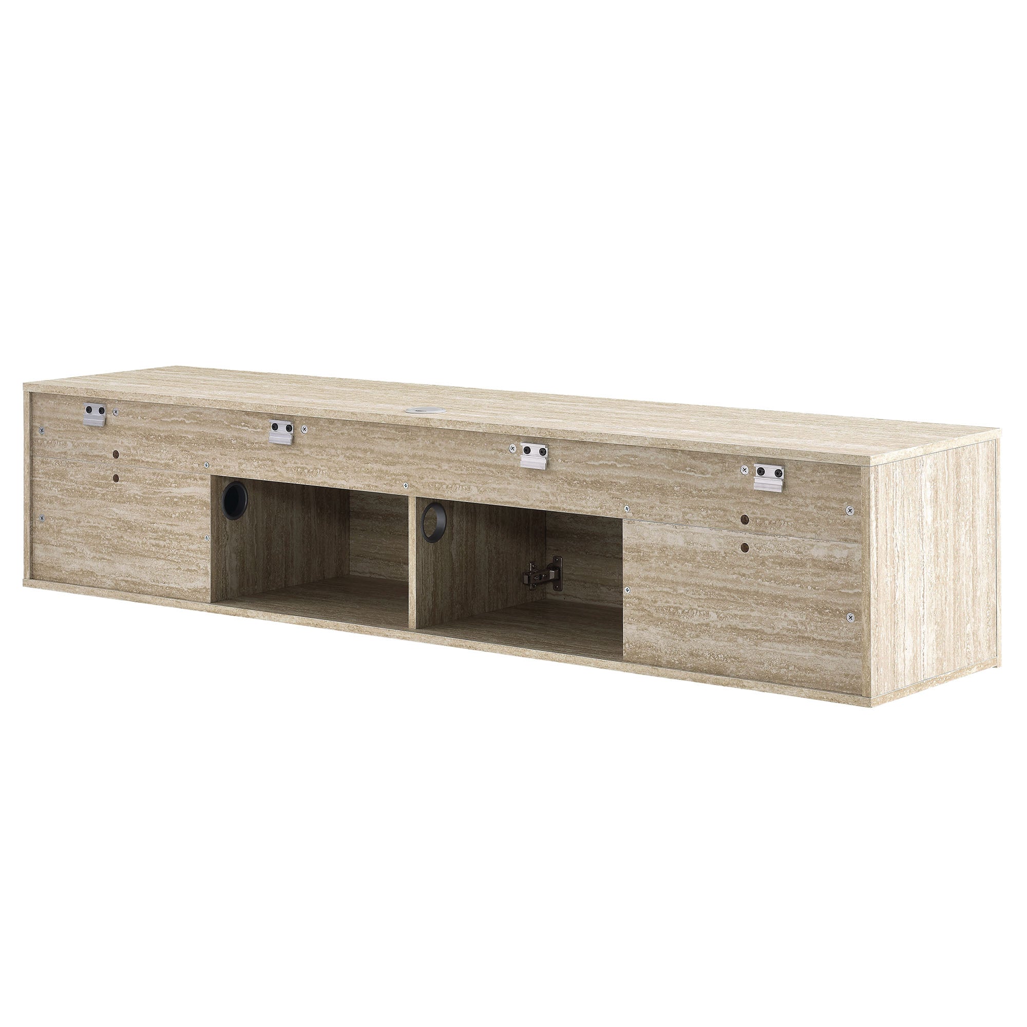 Terra 71" Wall-Mounted TV Stand in Travertine