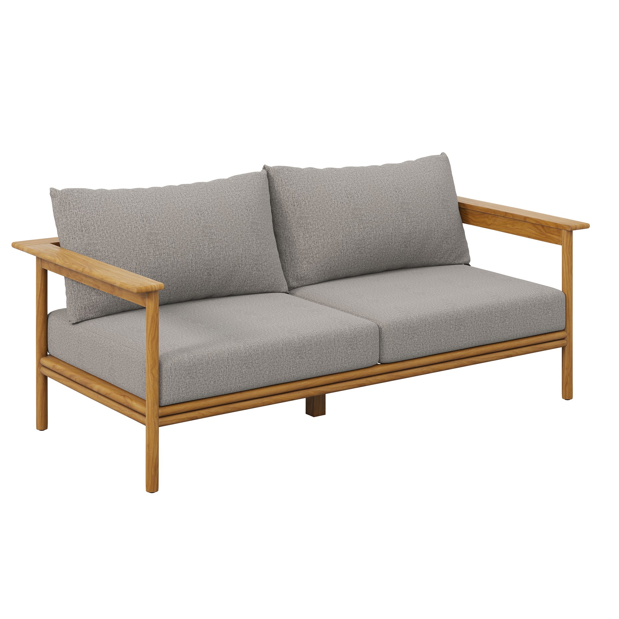 Wren 2-Piece Outdoor Patio Teak Wood Sofa and Ottoman Set