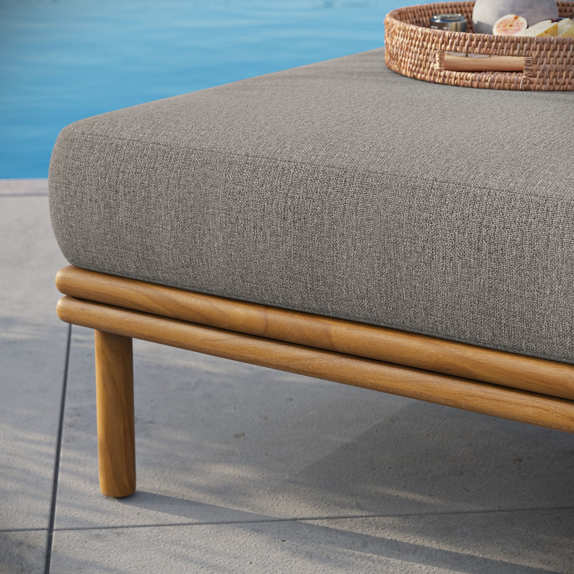 Wren Outdoor Patio Teak Wood Ottoman