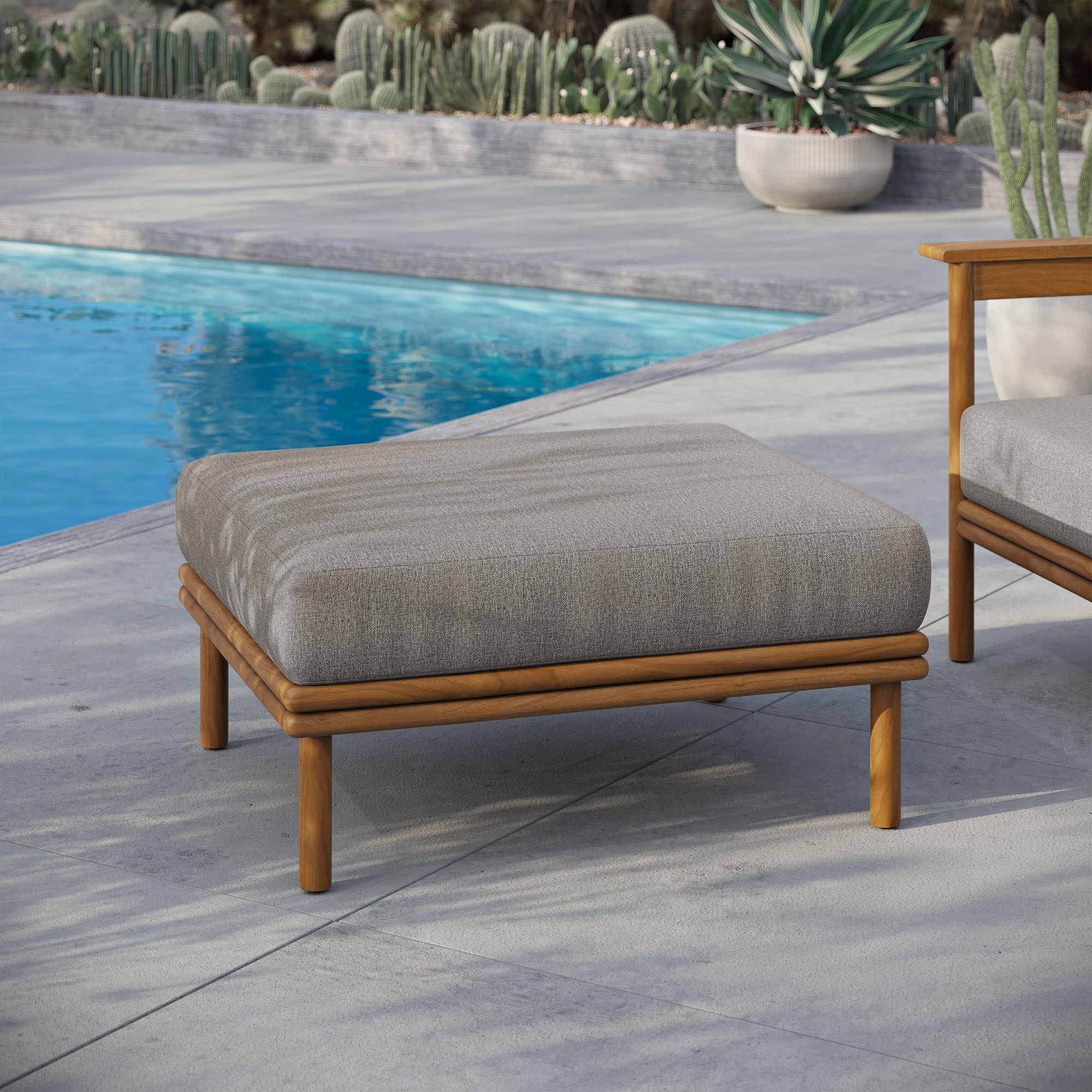 Wren Outdoor Patio Teak Wood Ottoman