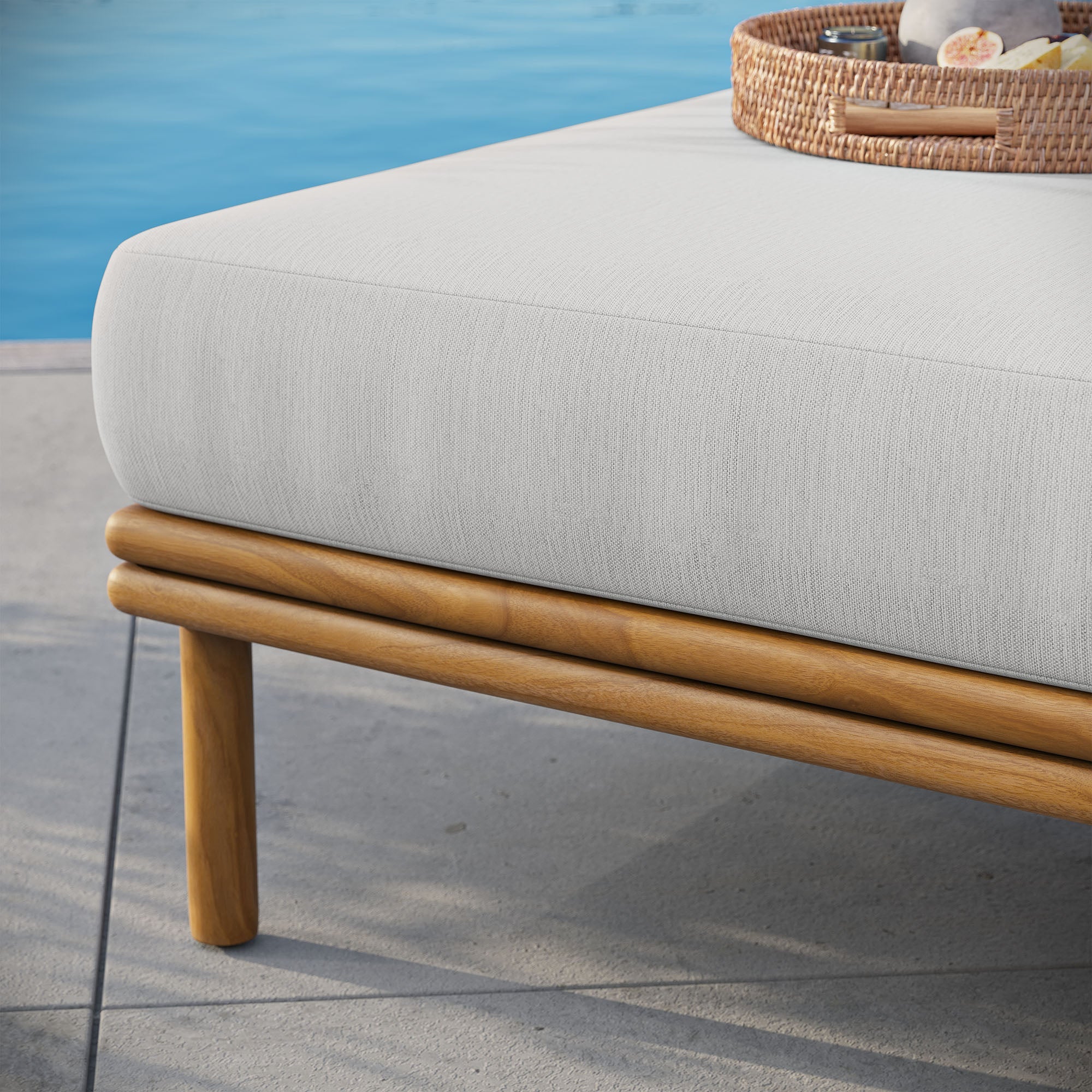 Wren Outdoor Patio Teak Wood Ottoman