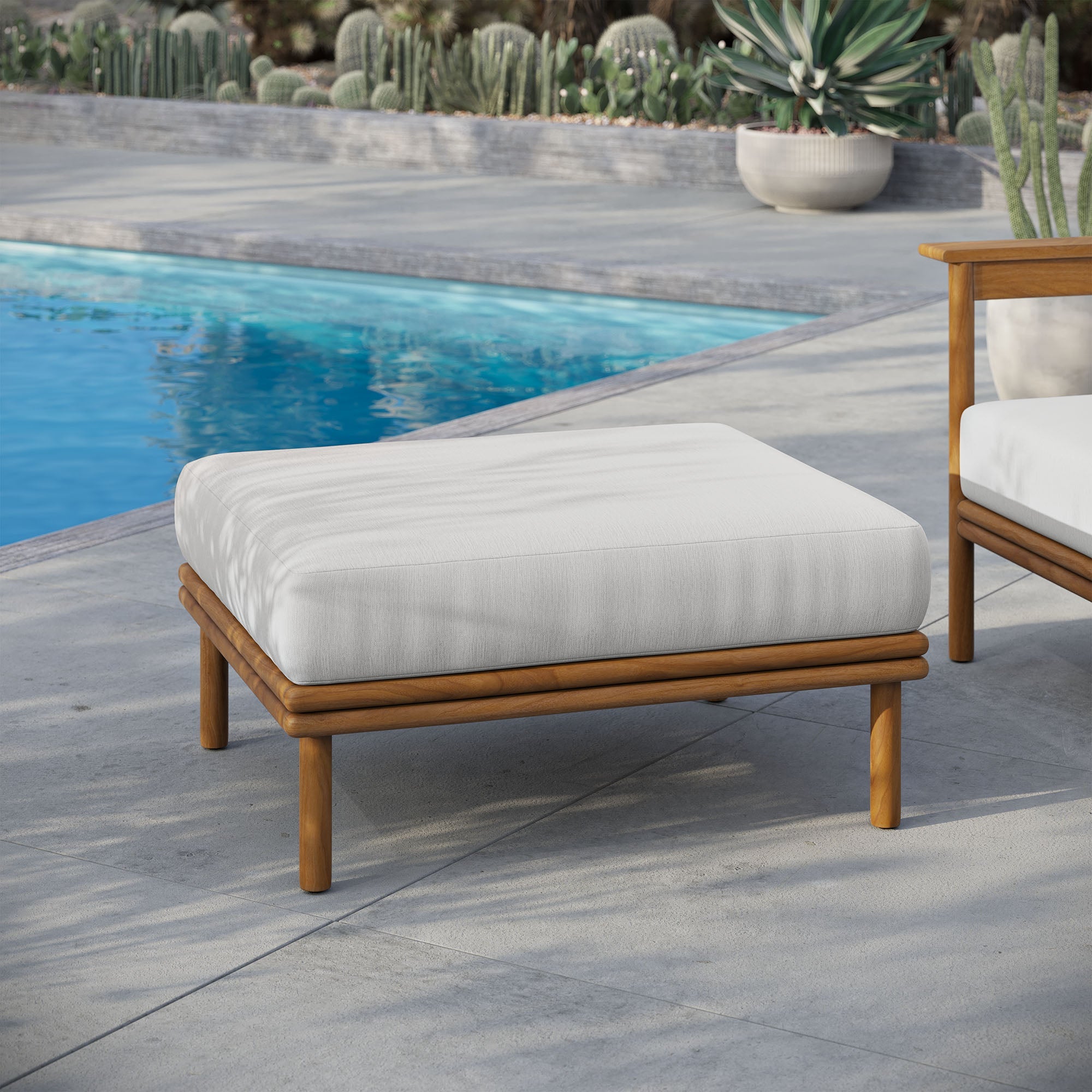 Wren Outdoor Patio Teak Wood Ottoman