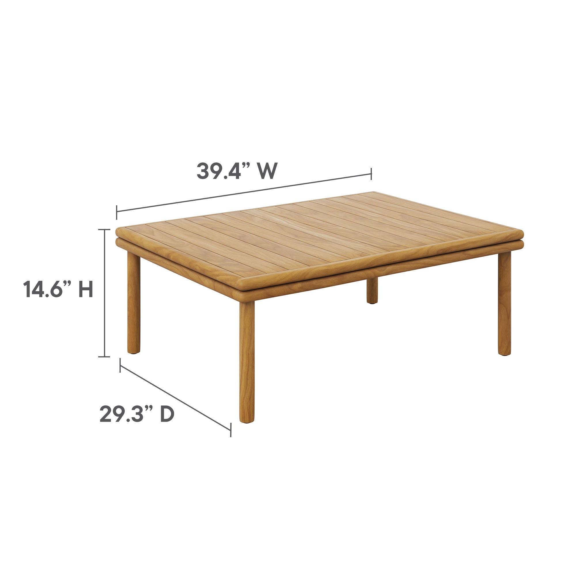 Wren Outdoor Patio Teak Wood Coffee Table in Natural