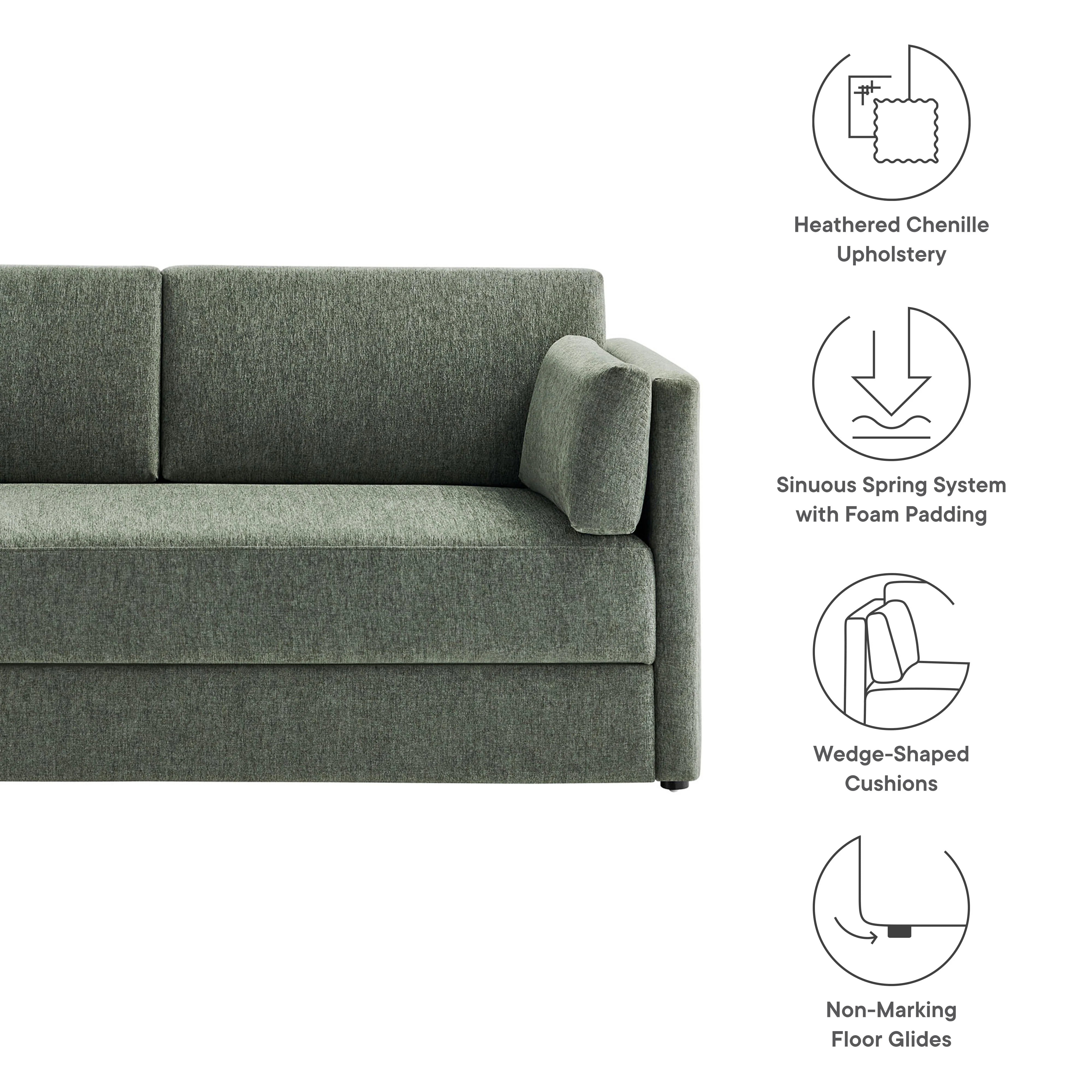 Linden Upholstered Heathered Chenille Sofa