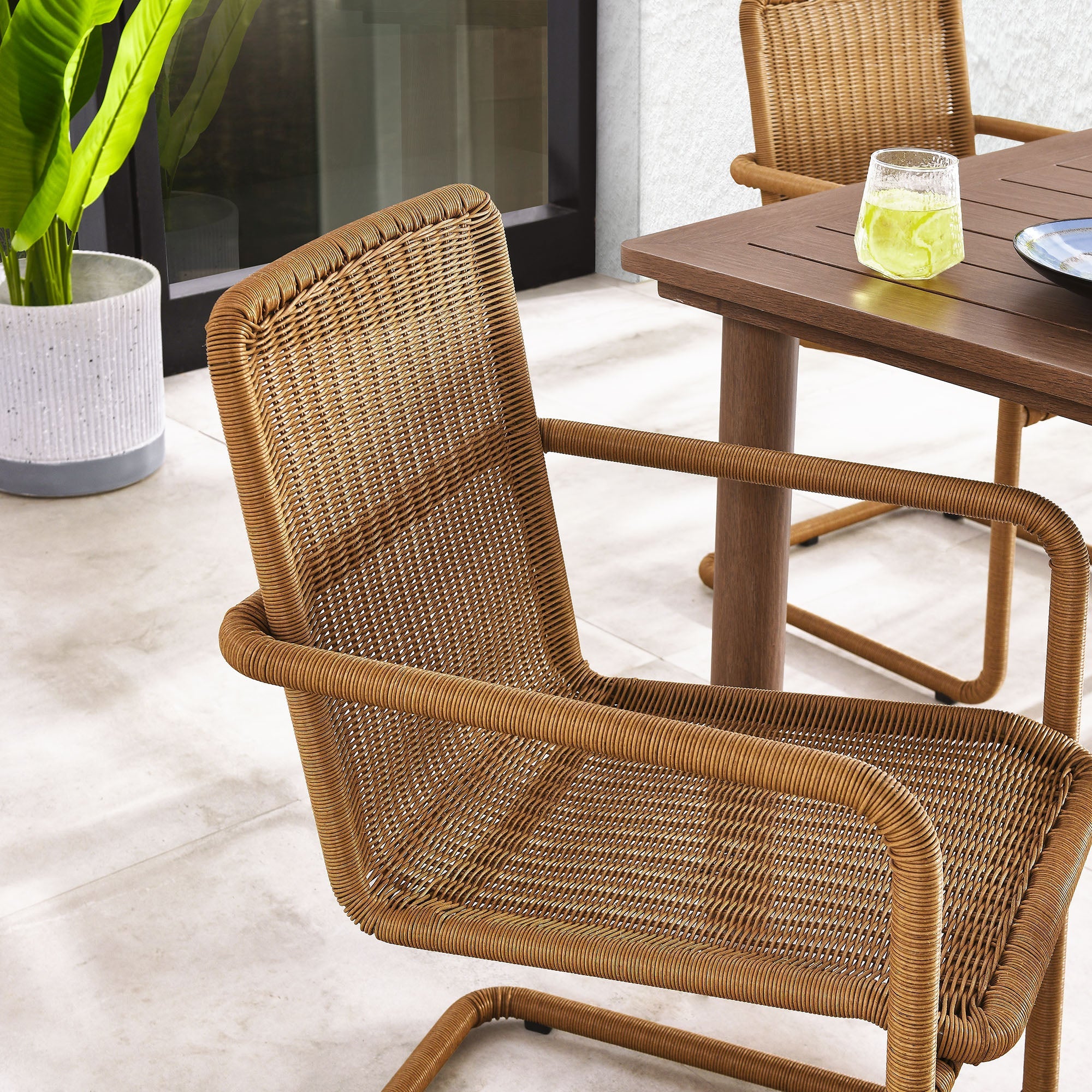 bacus Outdoor Patio Wicker Dining Chairs Set of 2