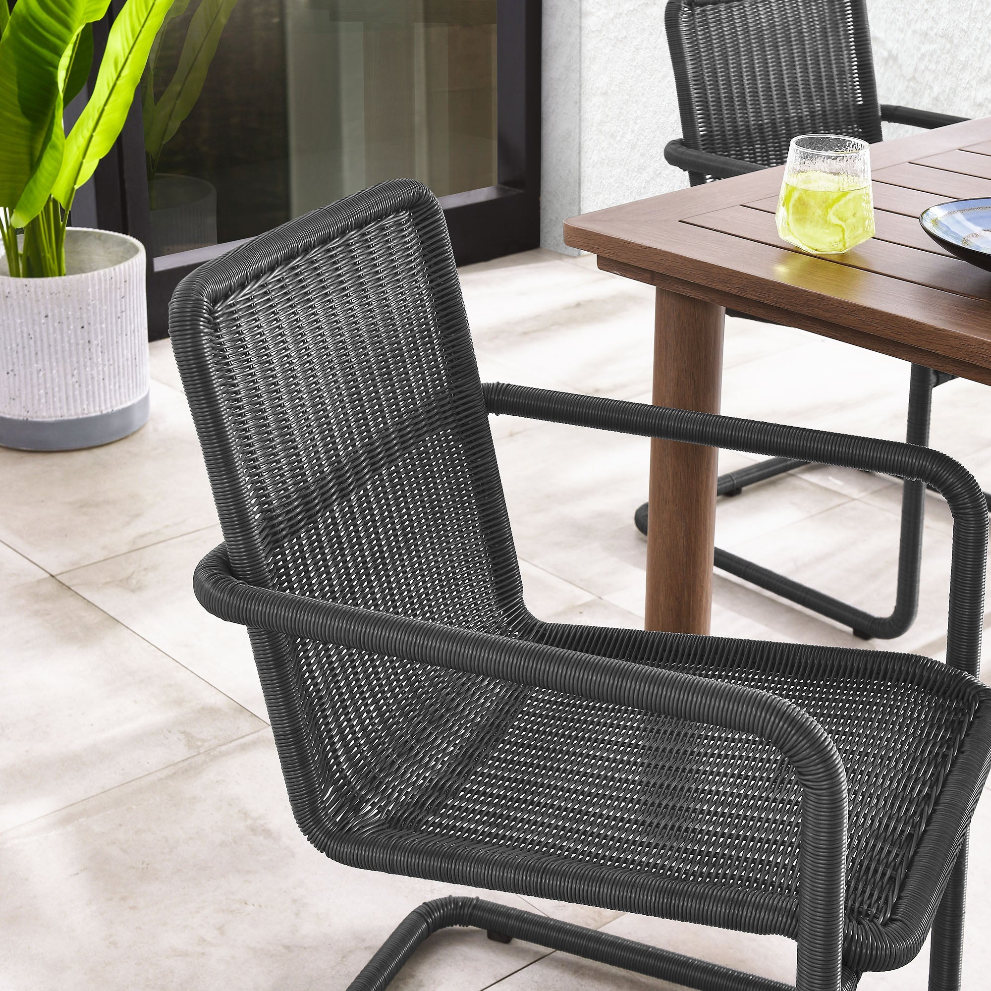 bacus Outdoor Patio Wicker Dining Chairs Set of 2