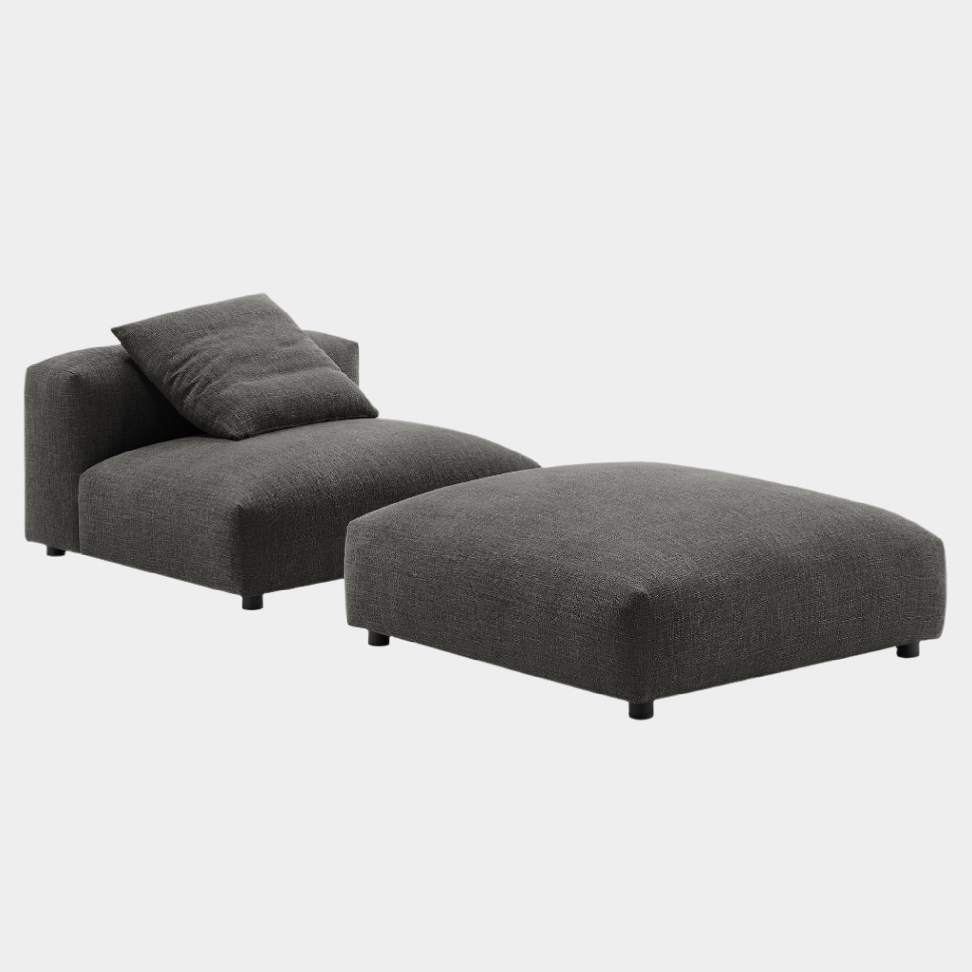 Solace Modular Upholstered Fabric Armless Chair and Ottoman Set