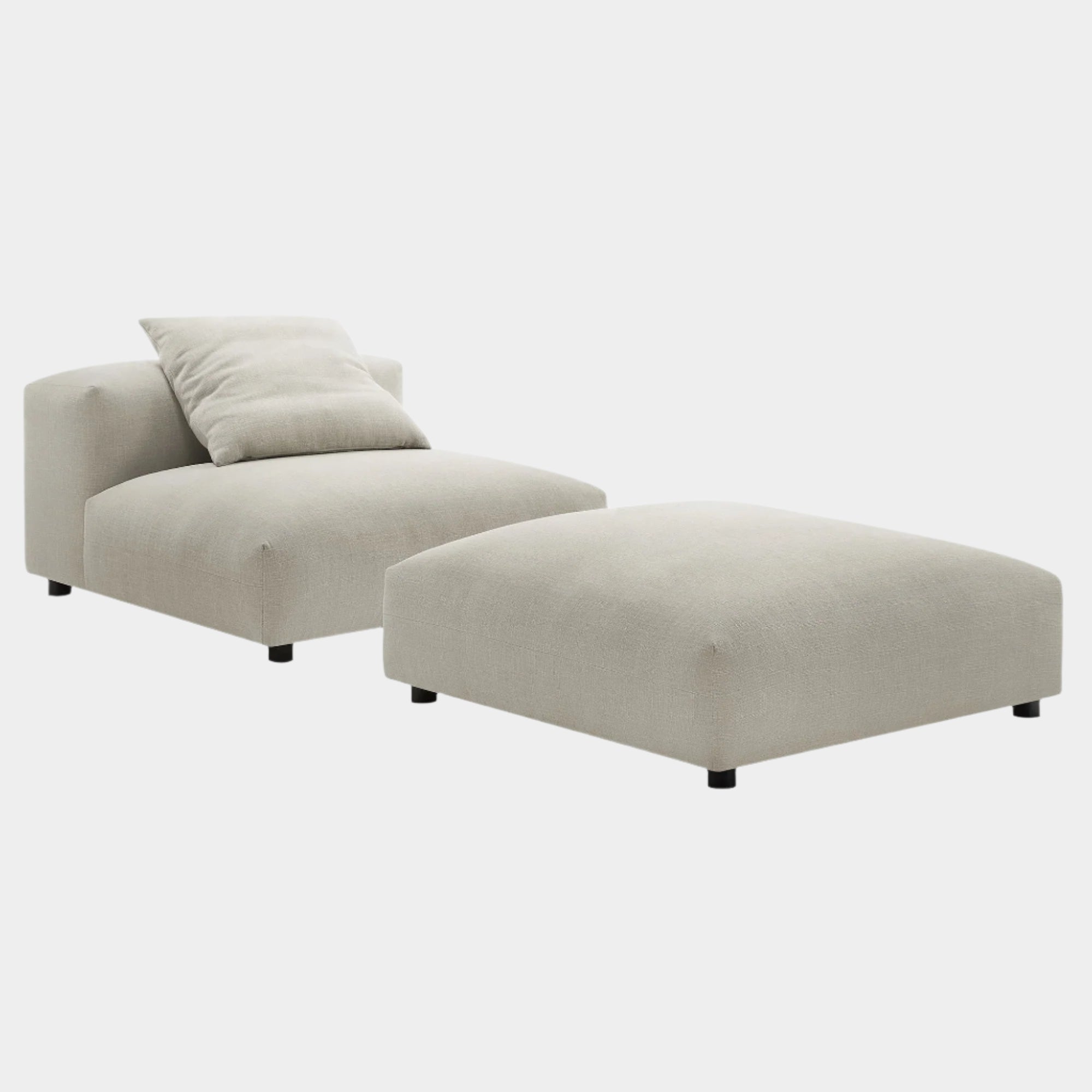 Solace Modular Upholstered Fabric Armless Chair and Ottoman Set