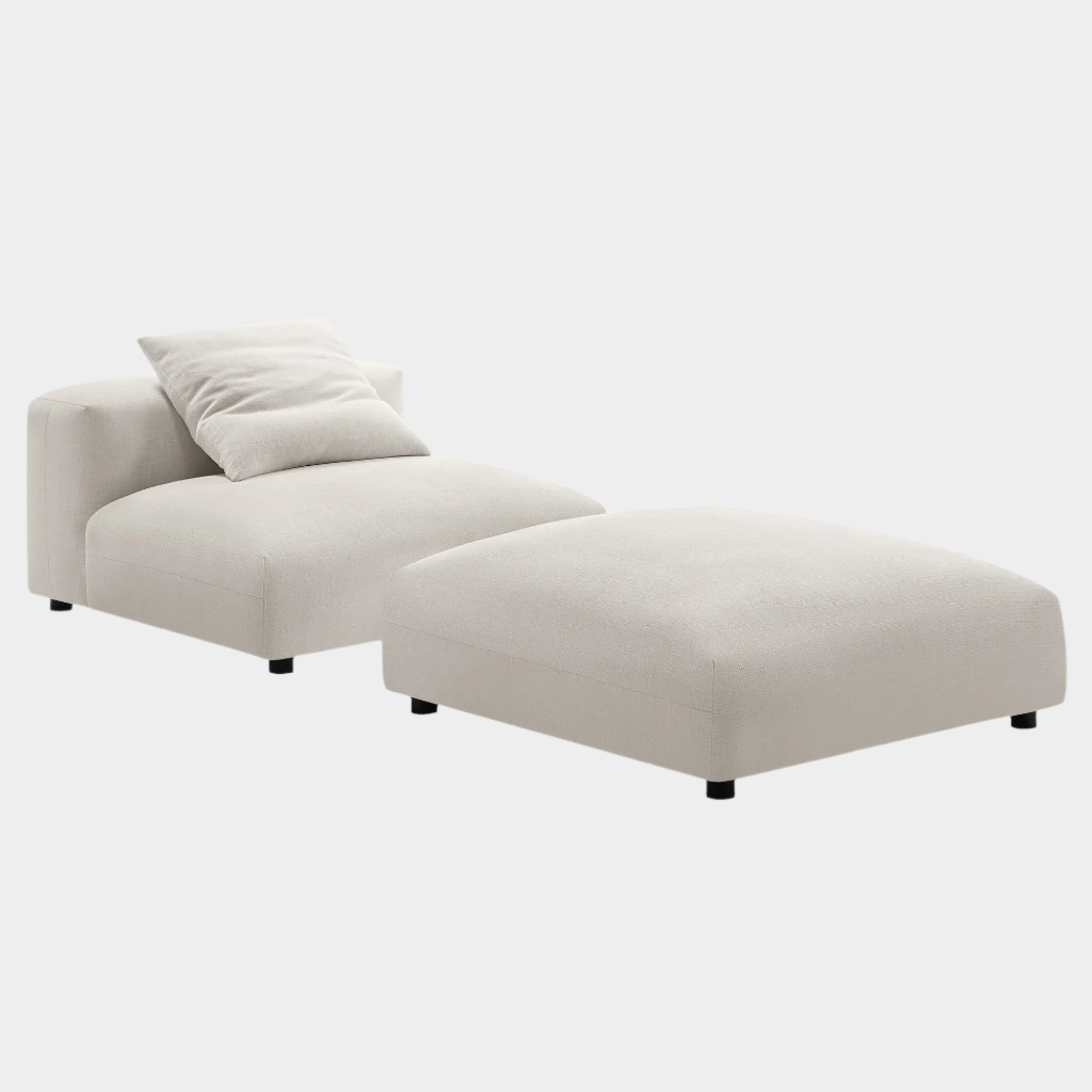 Solace Modular Upholstered Fabric Armless Chair and Ottoman Set