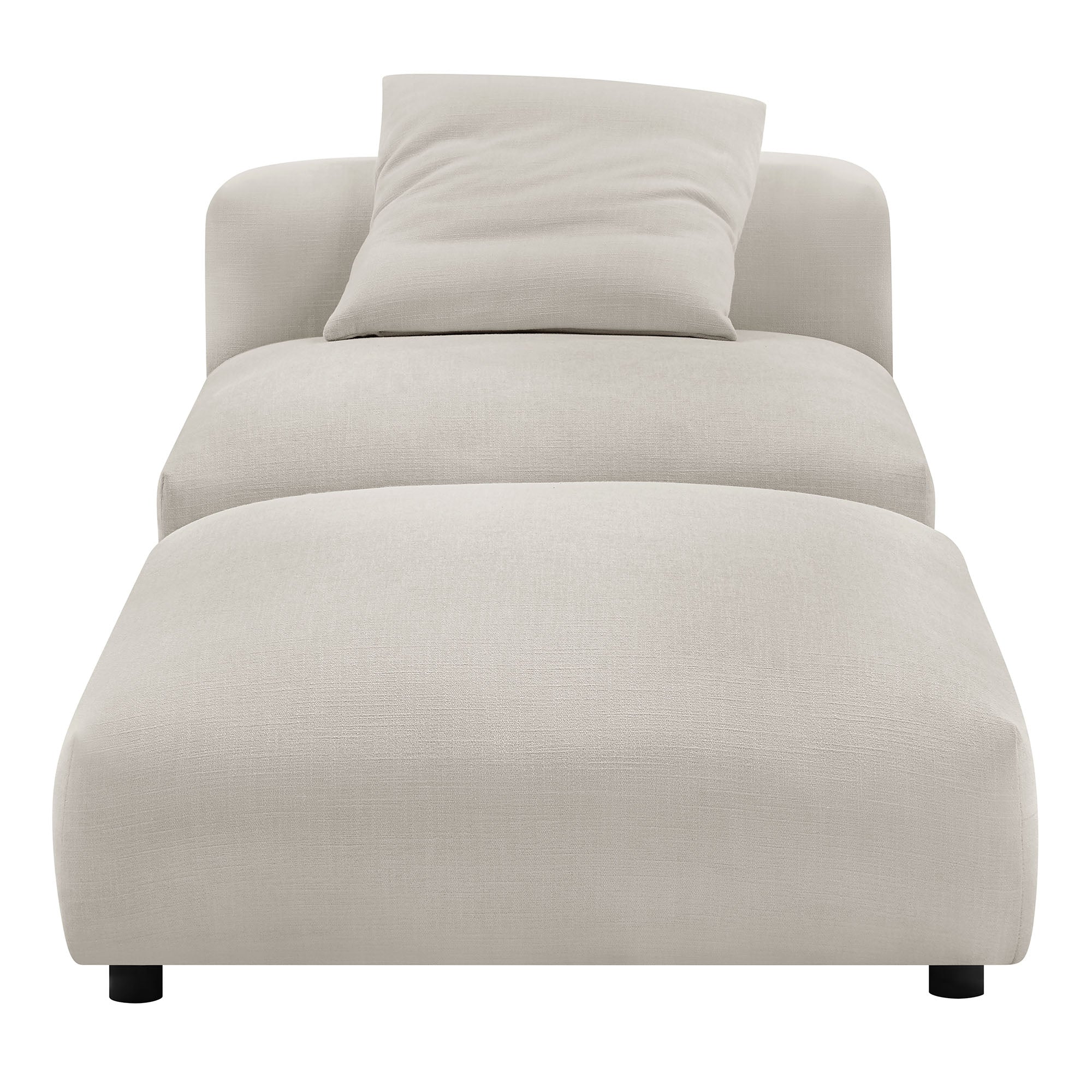 Solace Modular Upholstered Fabric Armless Chair and Ottoman Set