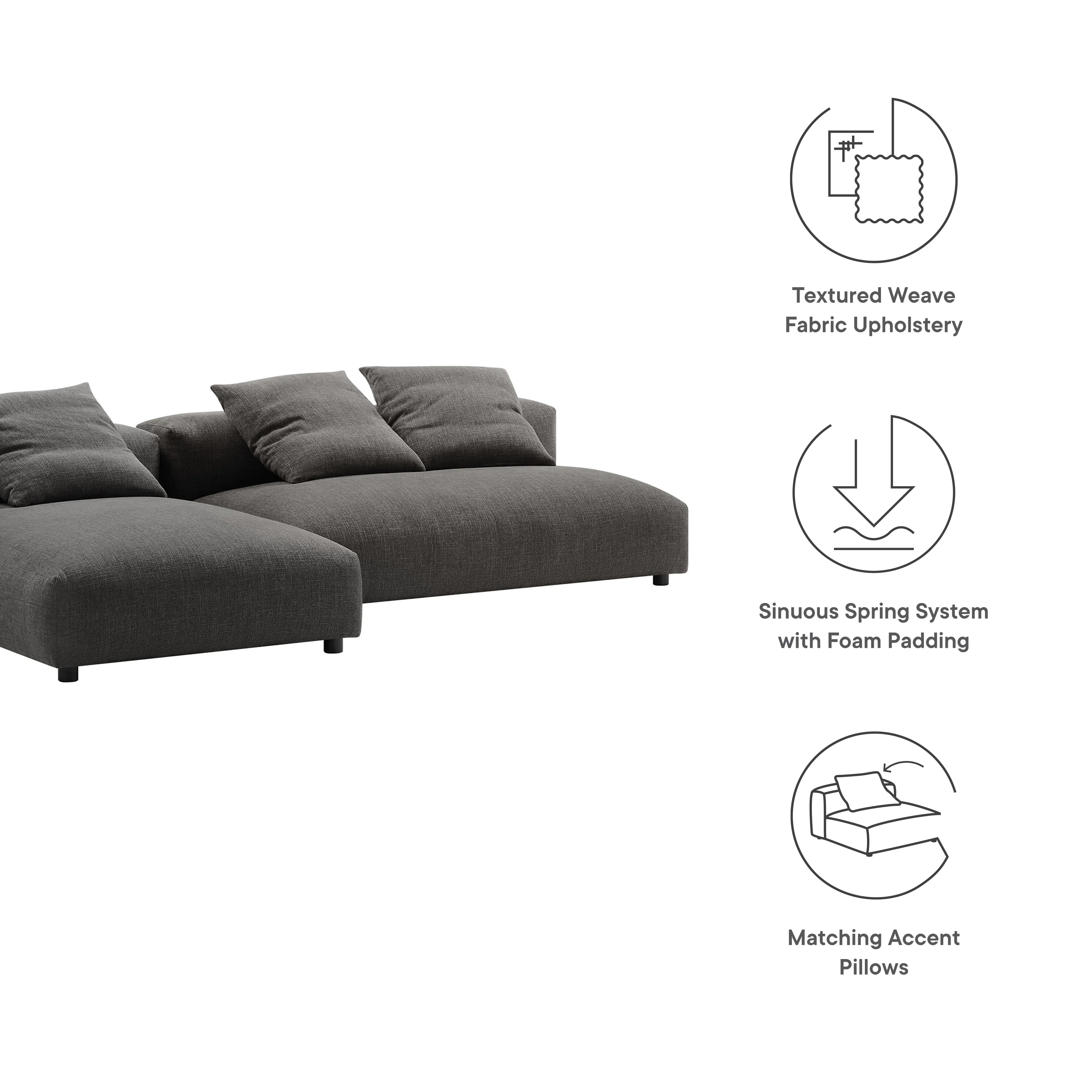 Chaise sans accoudoirs rembourrée en duvet Commix