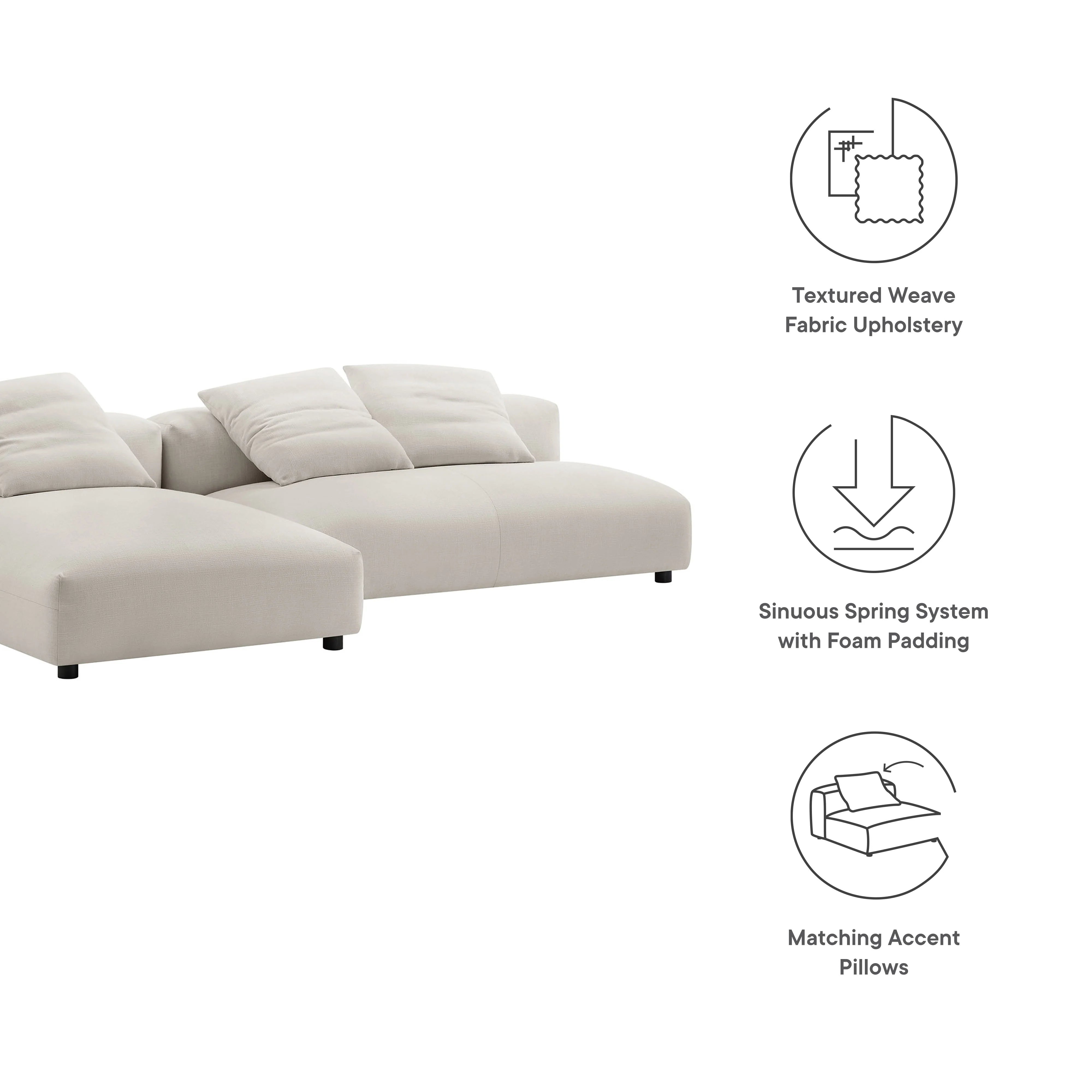 Chaise sans accoudoirs rembourrée en duvet Commix