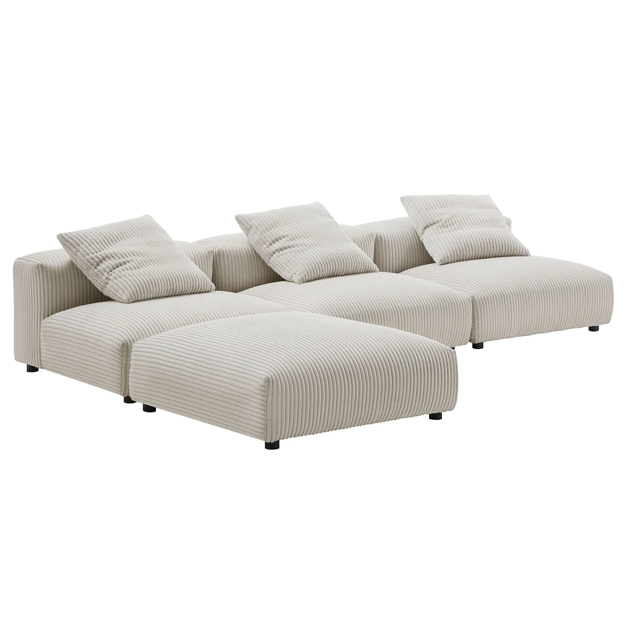 Solace 4-Piece Modular Corduroy Upholstered Sectional Sofa