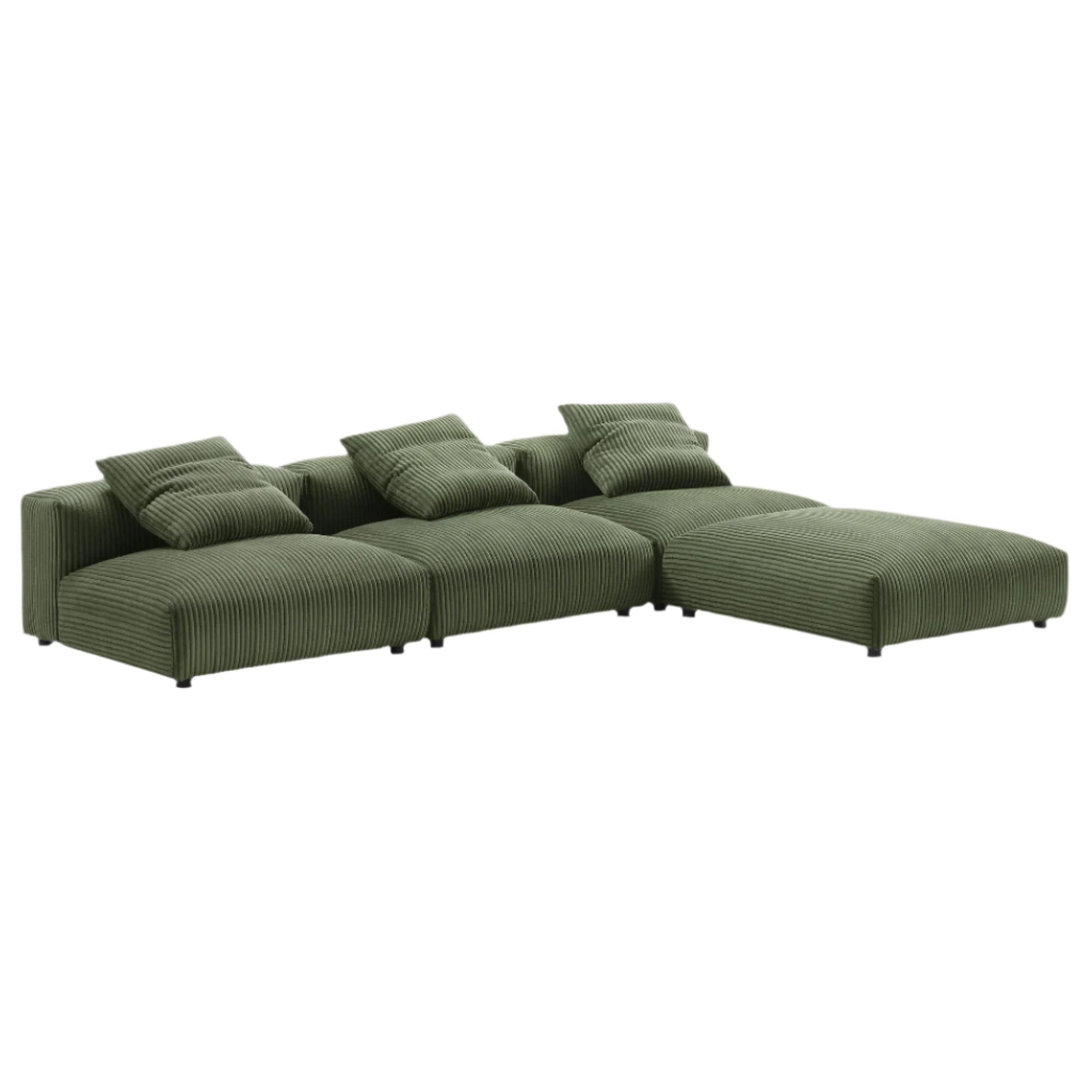 Solace 4-Piece Modular Corduroy Upholstered Sectional Sofa