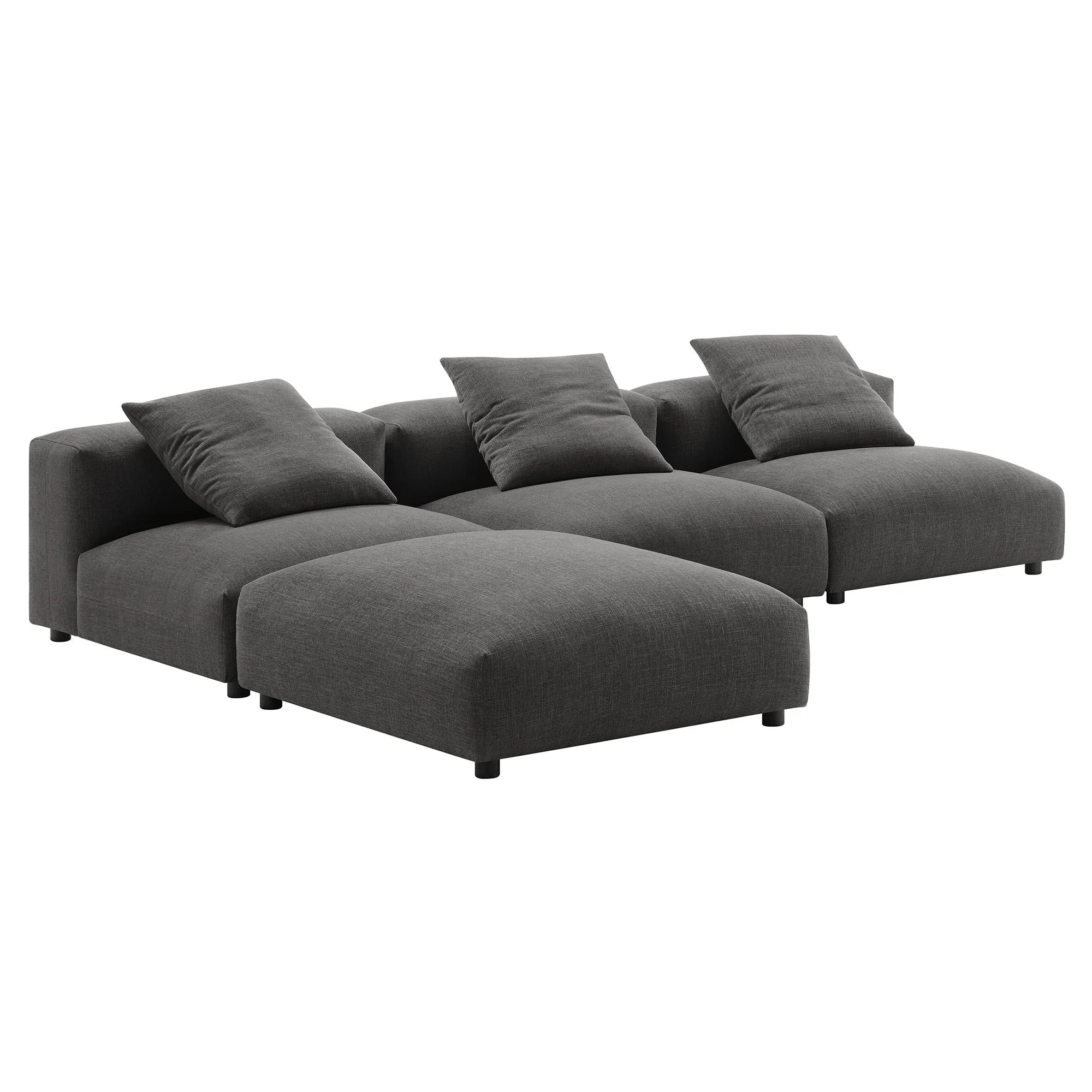 Solace 4-Piece Modular Upholstered Fabric Sectional Sofa