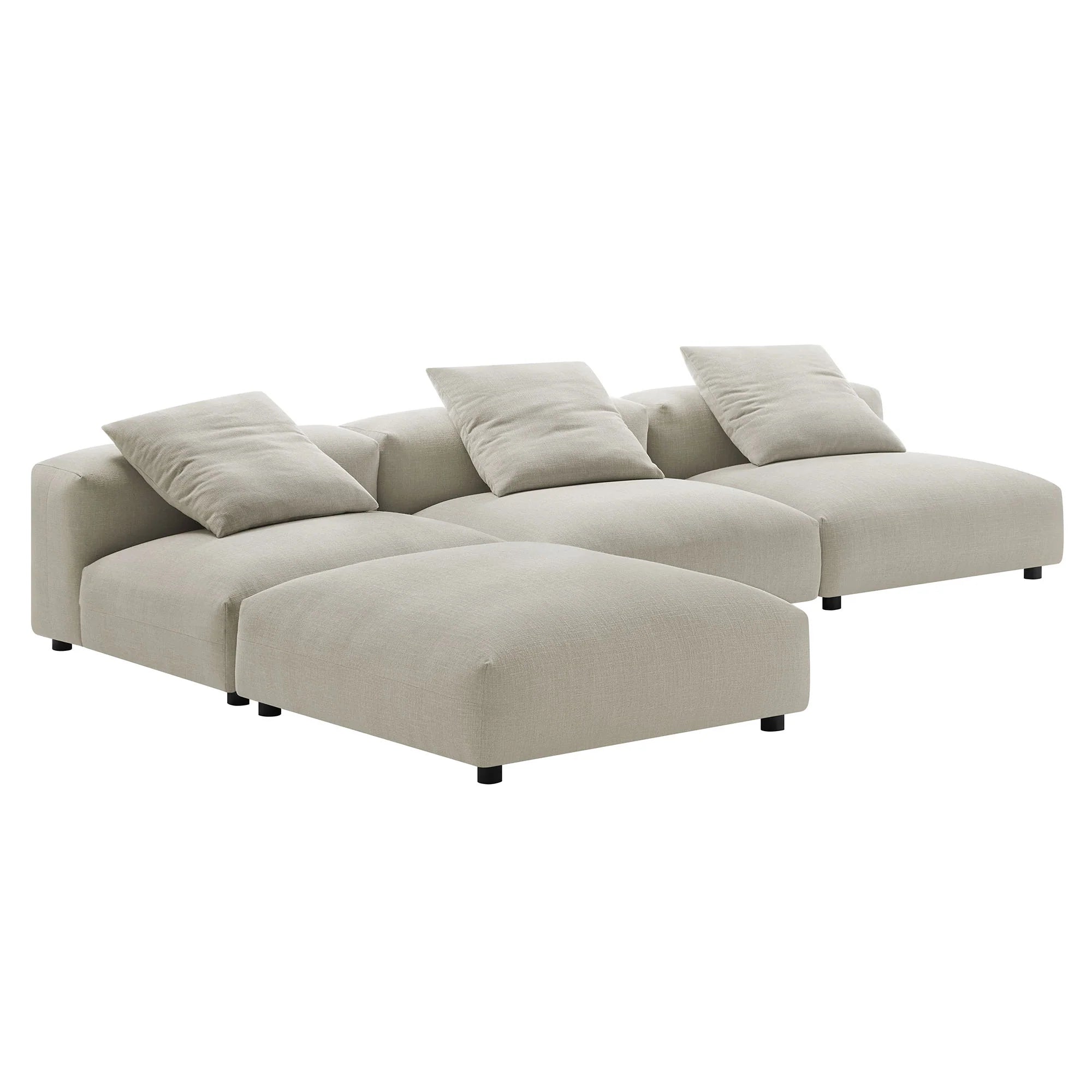 Solace 4-Piece Modular Upholstered Fabric Sectional Sofa