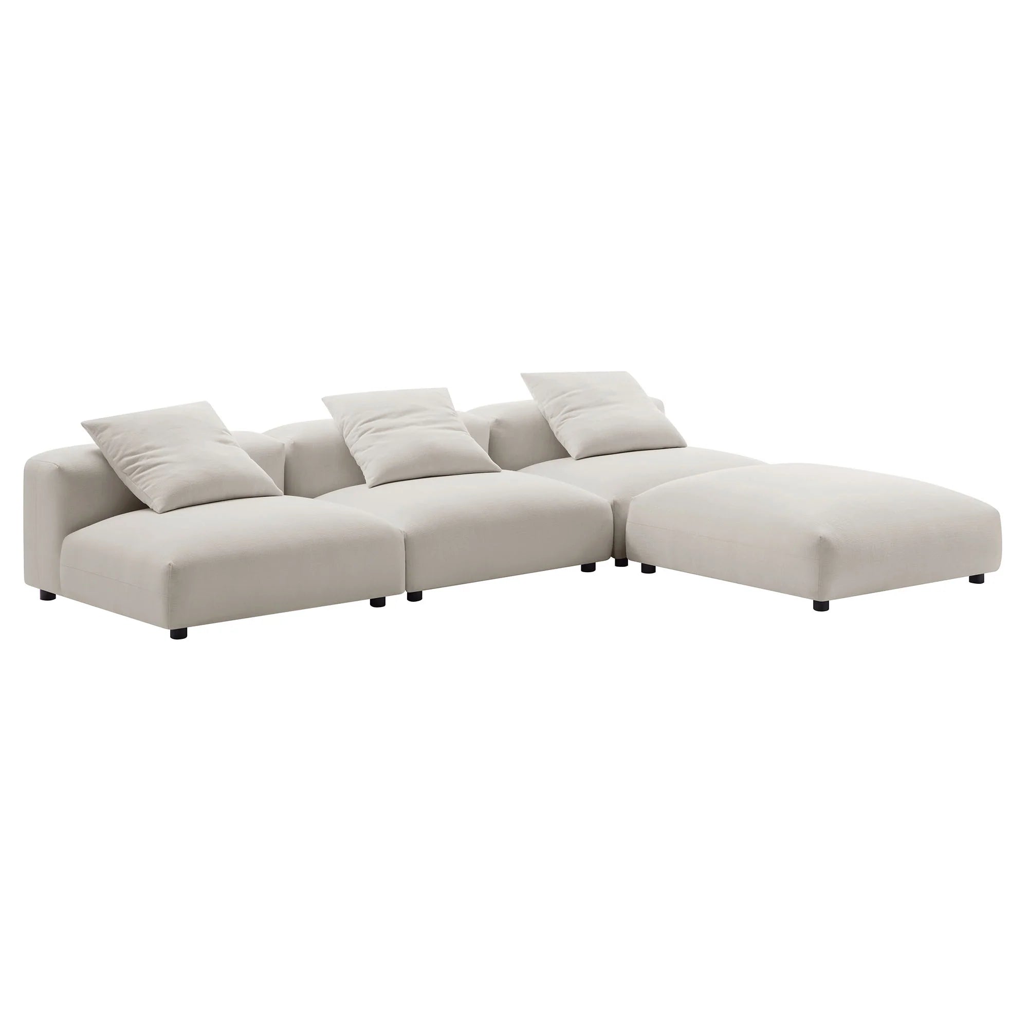 Solace 4-Piece Modular Upholstered Fabric Sectional Sofa