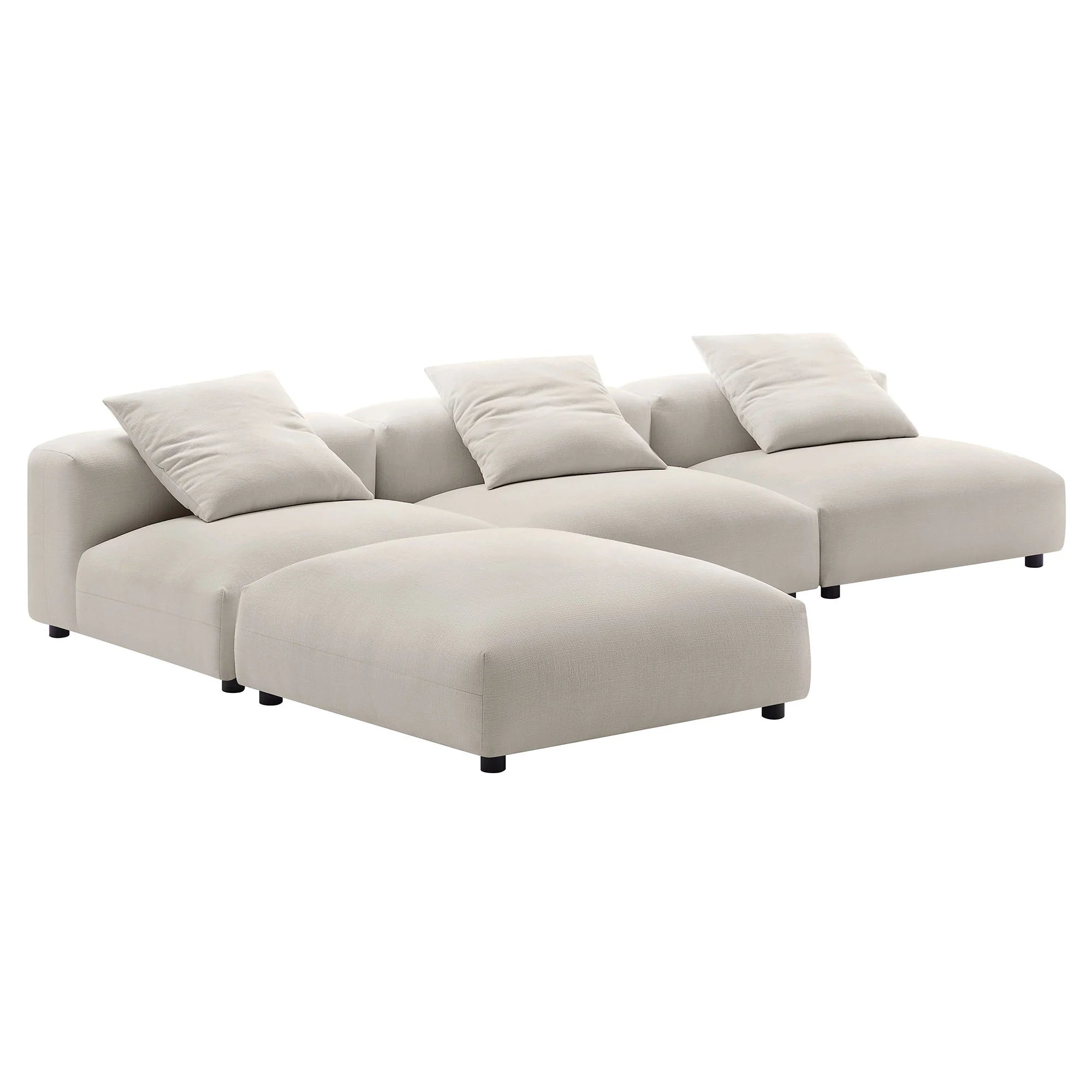 Solace 4-Piece Modular Upholstered Fabric Sectional Sofa