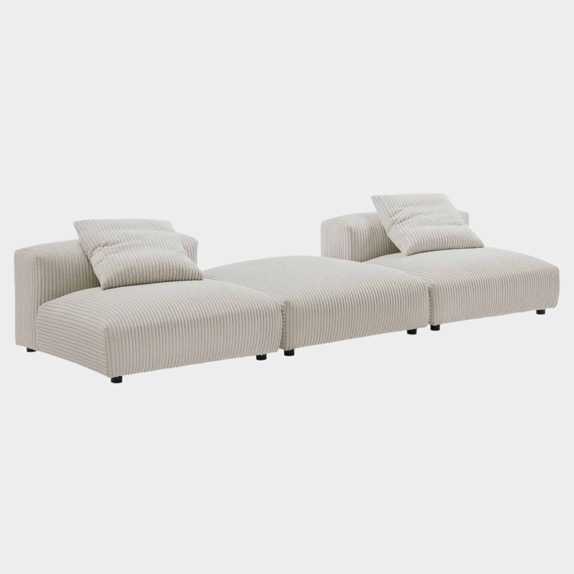 Solace 3-Piece Modular Corduroy Upholstered Sectional Sofa