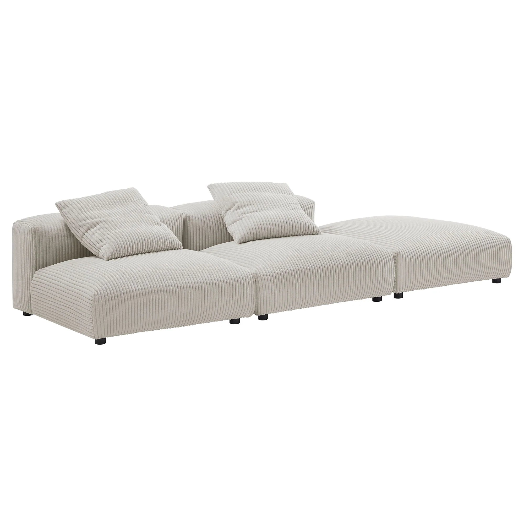 Solace 3-Piece Modular Corduroy Upholstered Sectional Sofa