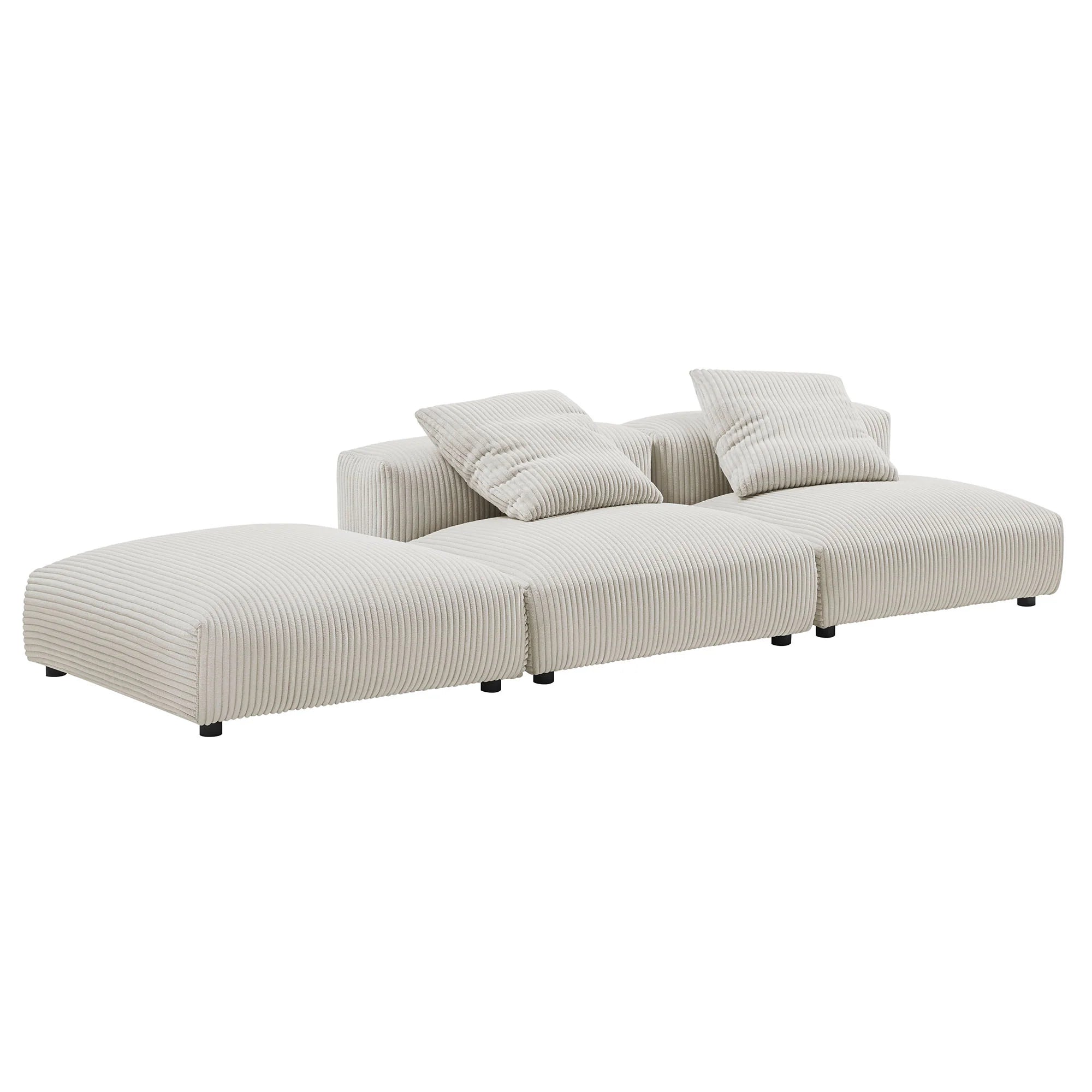 Solace 3-Piece Modular Corduroy Upholstered Sectional Sofa