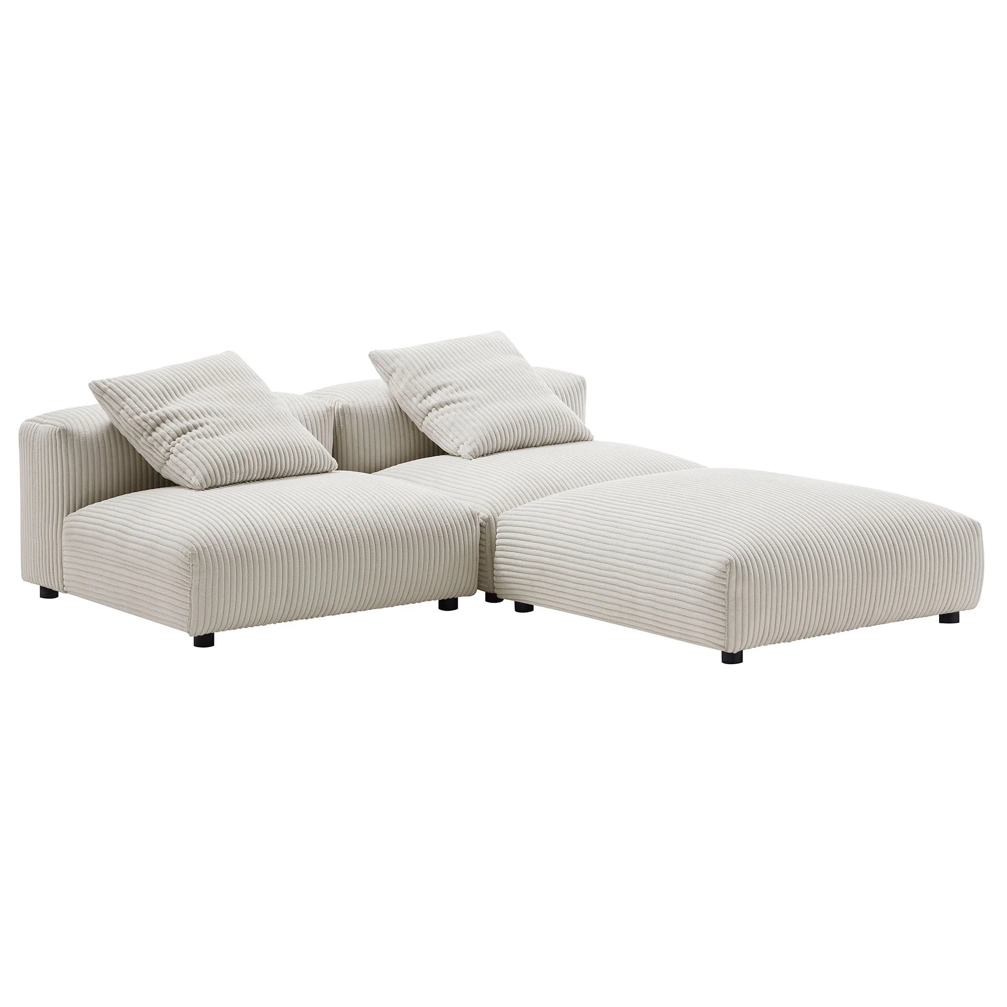 Solace 3-Piece Modular Corduroy Upholstered Sectional Sofa