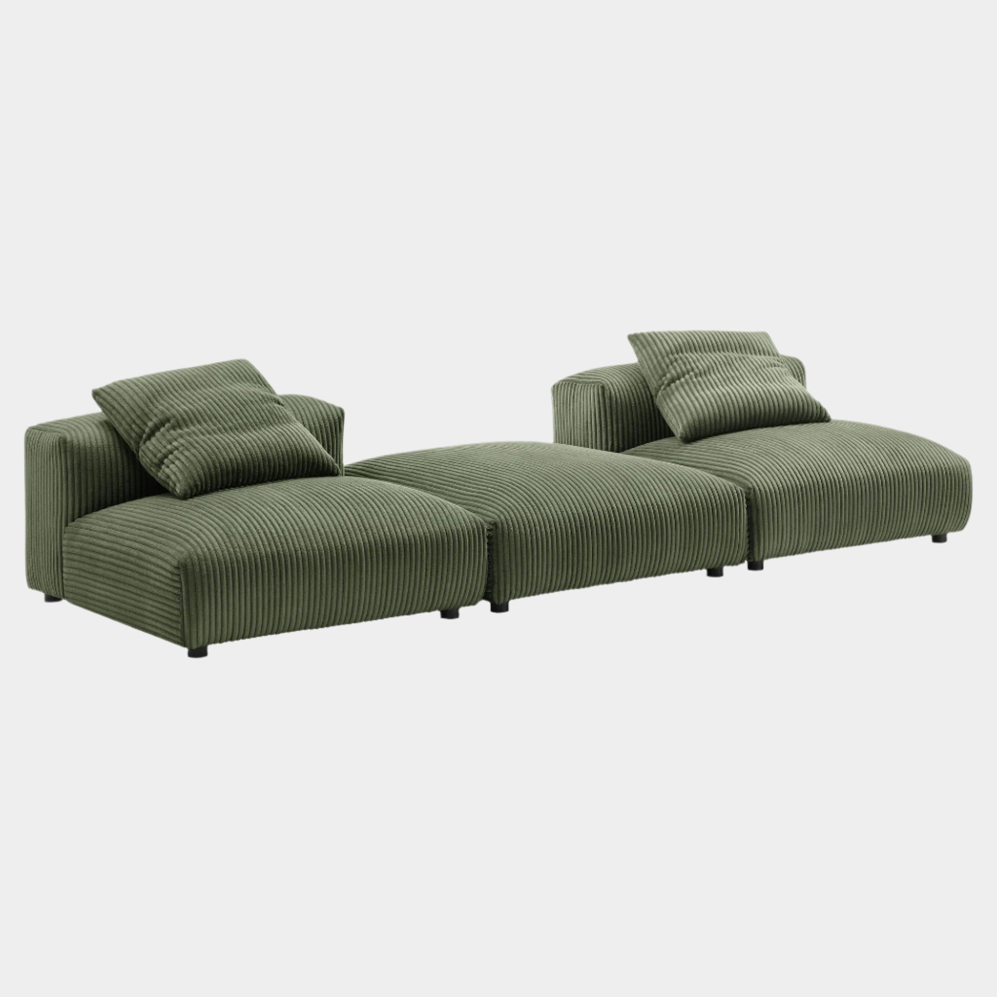 Solace 3-Piece Modular Corduroy Upholstered Sectional Sofa