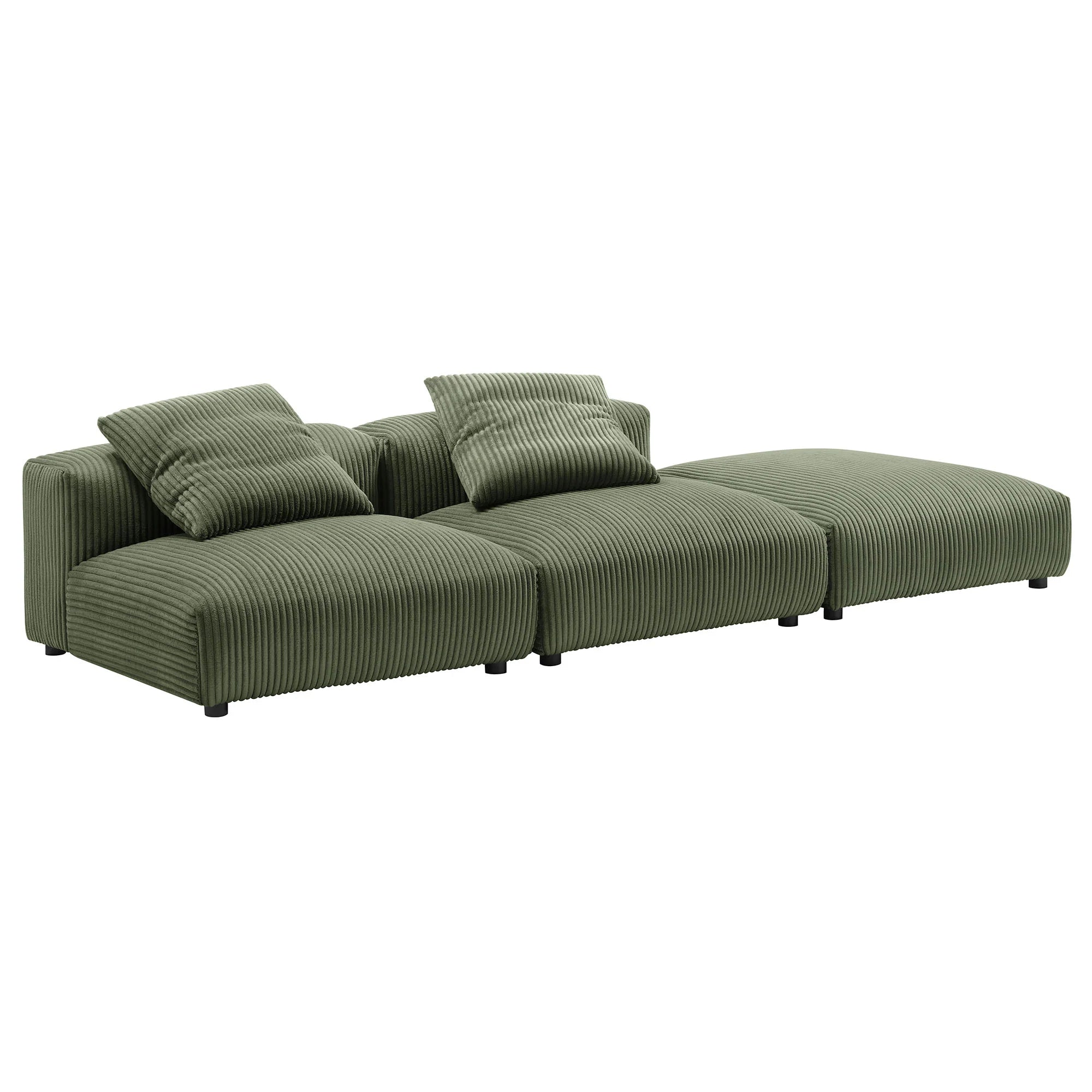 Solace 3-Piece Modular Corduroy Upholstered Sectional Sofa