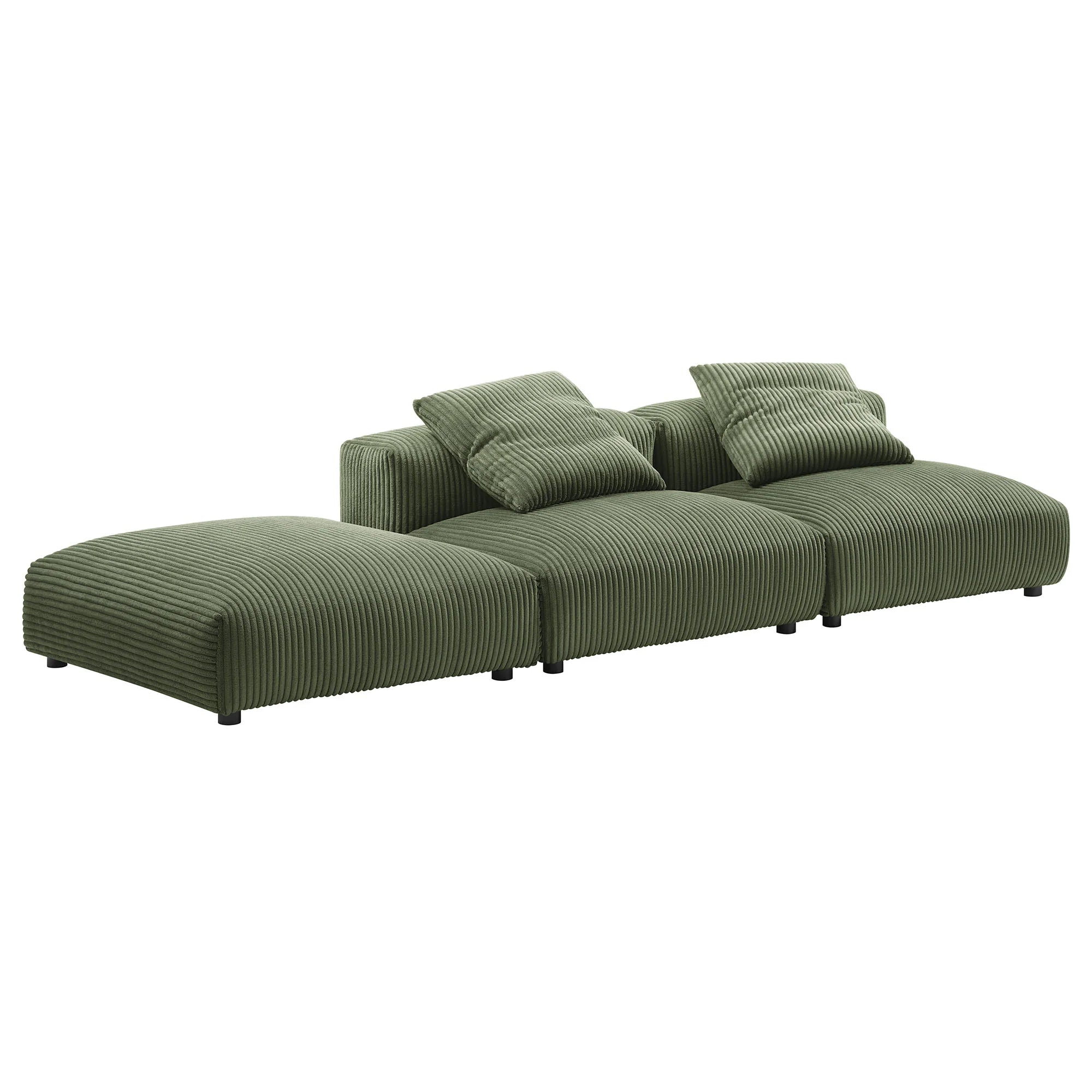 Solace 3-Piece Modular Corduroy Upholstered Sectional Sofa