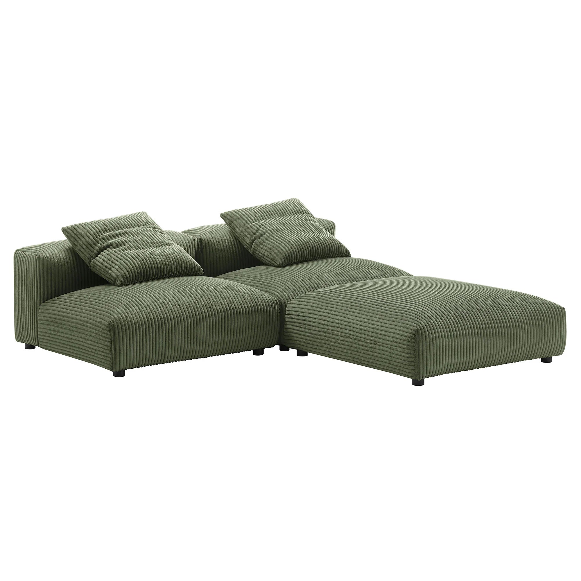 Solace 3-Piece Modular Corduroy Upholstered Sectional Sofa