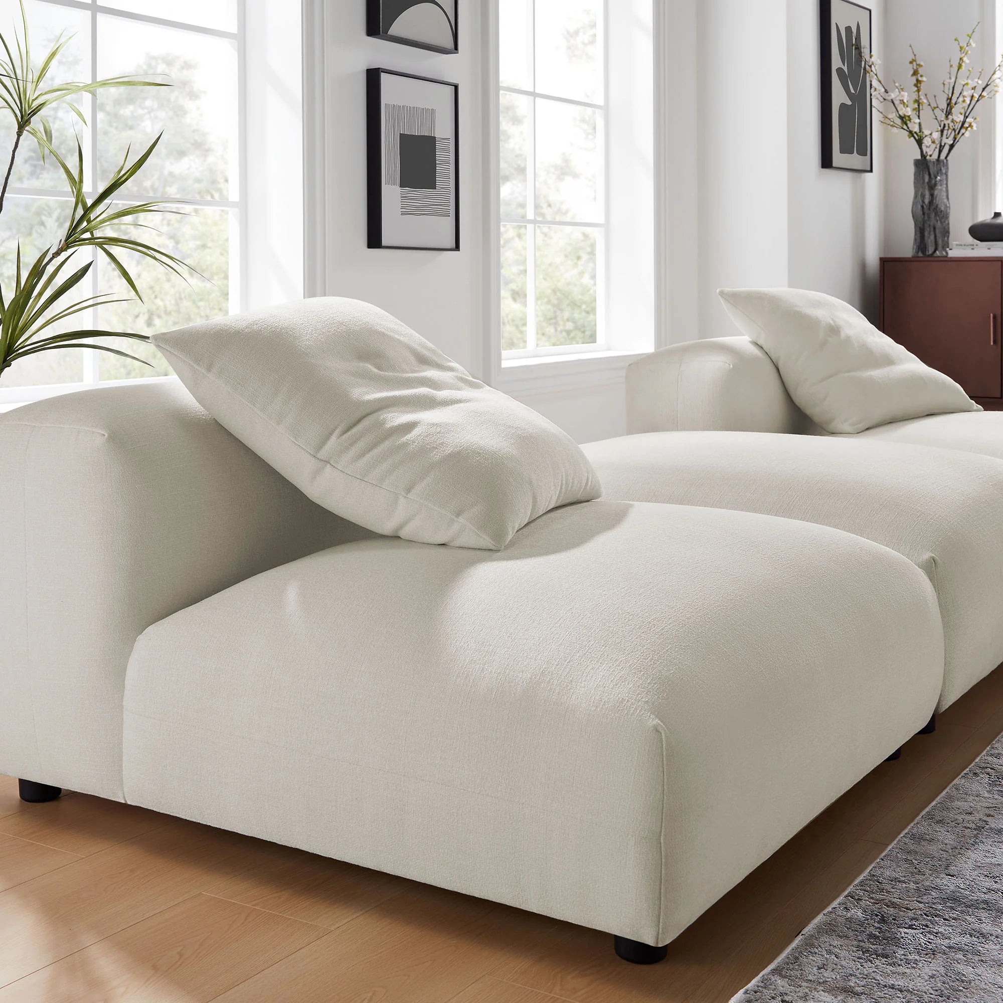 Chaise sans accoudoirs rembourrée en duvet Commix