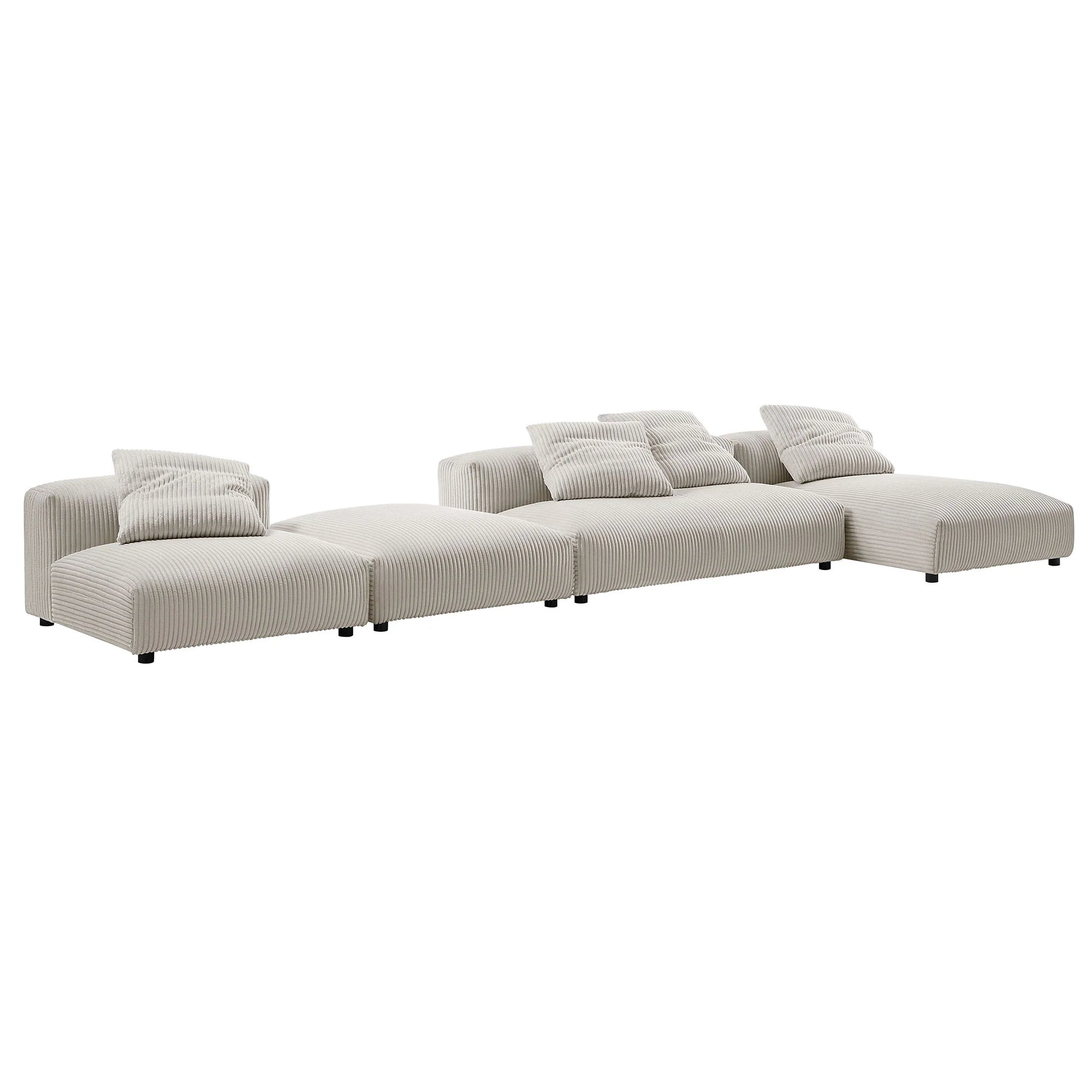 Solace 4-Piece Modular Corduroy Upholstered Sectional Sofa With Ottoman