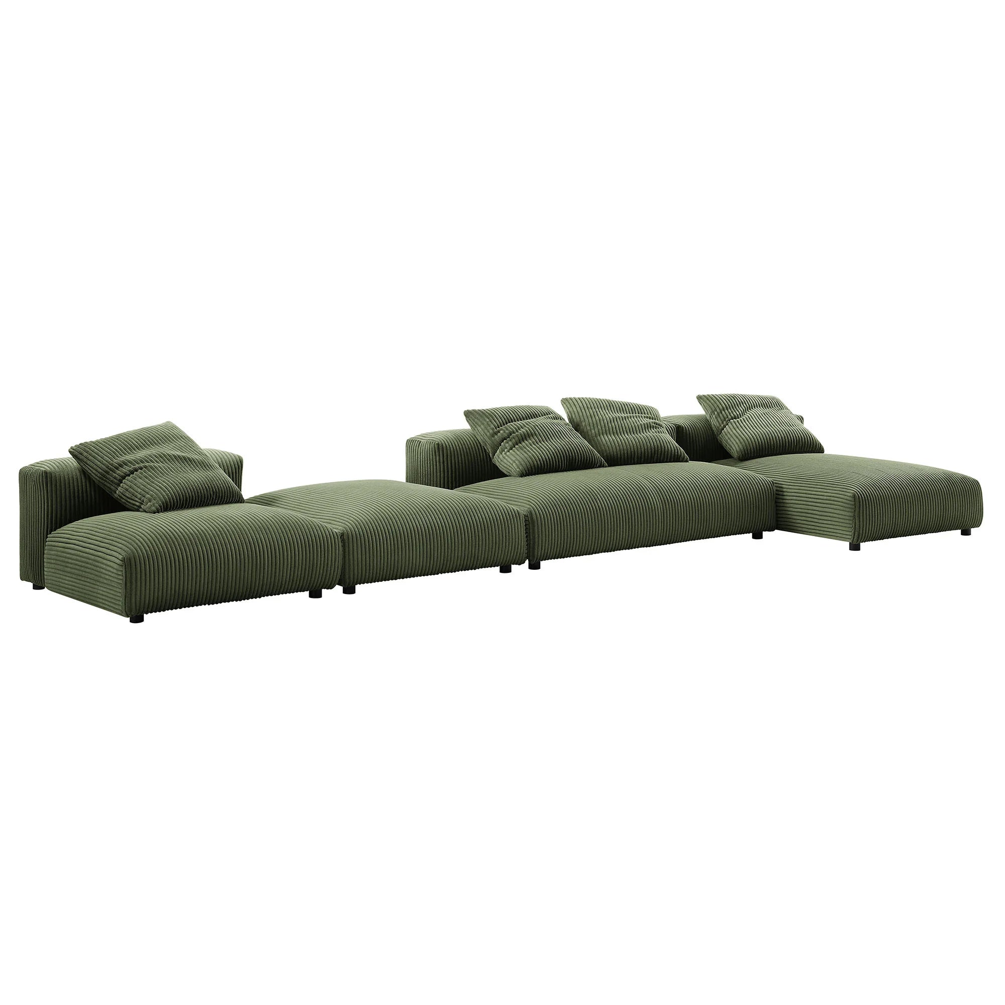 Solace 4-Piece Modular Corduroy Upholstered Sectional Sofa With Ottoman