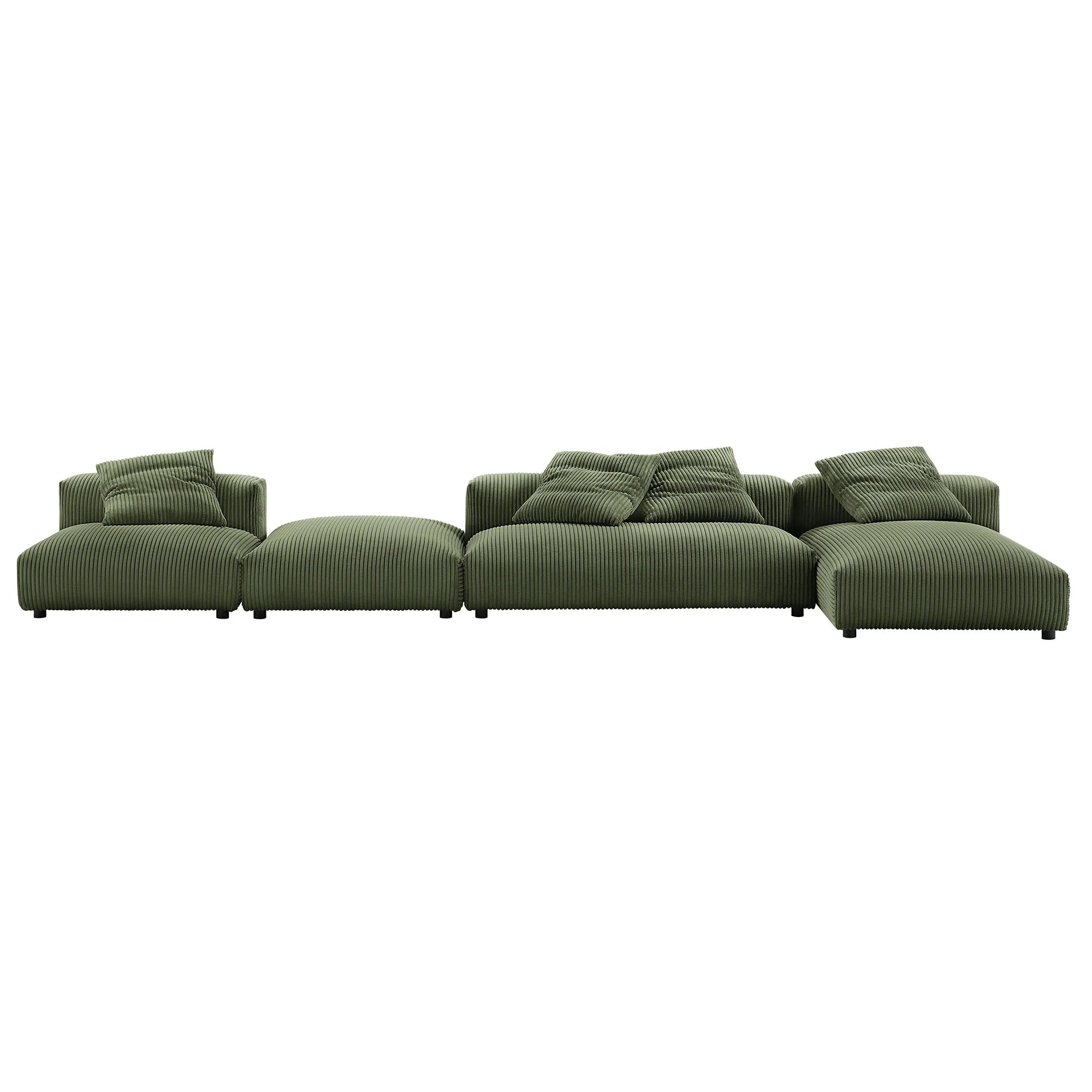 Solace 4-Piece Modular Corduroy Upholstered Sectional Sofa With Ottoman