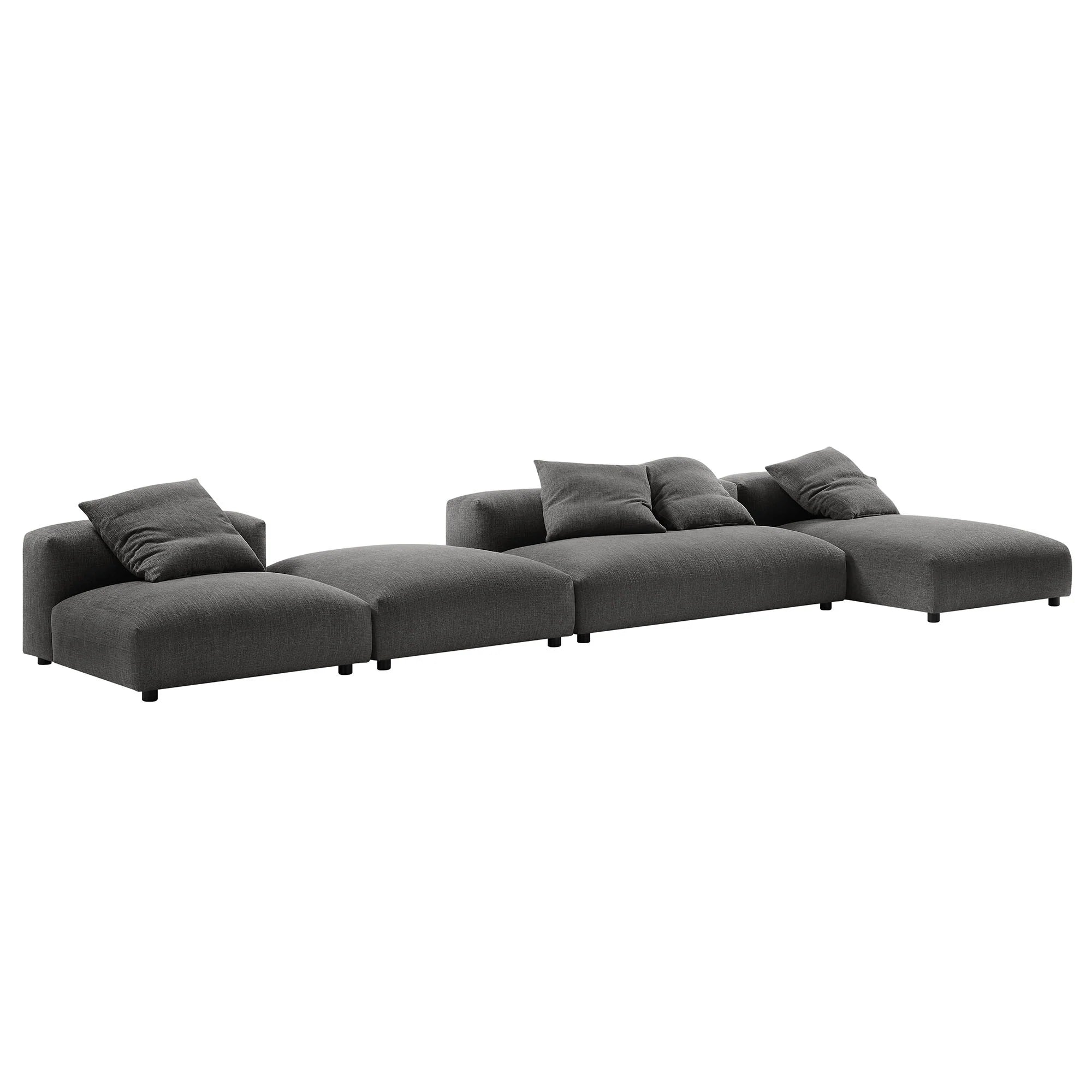 Solace 4-Piece Modular Upholstered Fabric Sectional Sofa With Ottoman