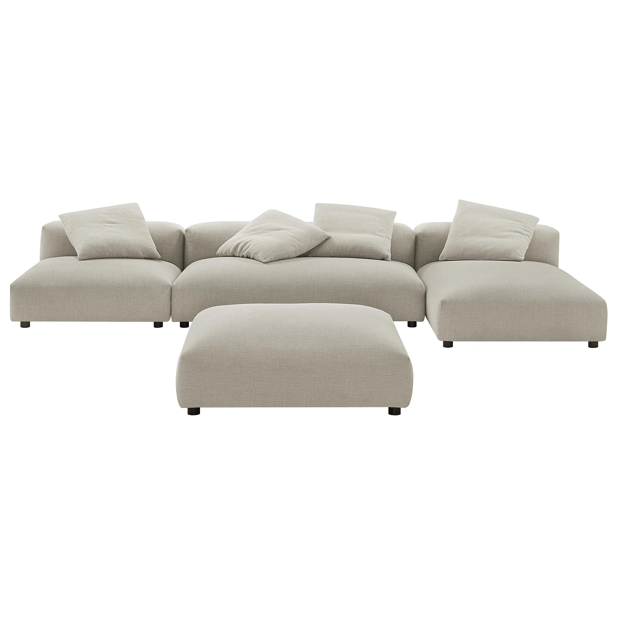 Solace 4-Piece Modular Upholstered Fabric Sectional Sofa With Ottoman