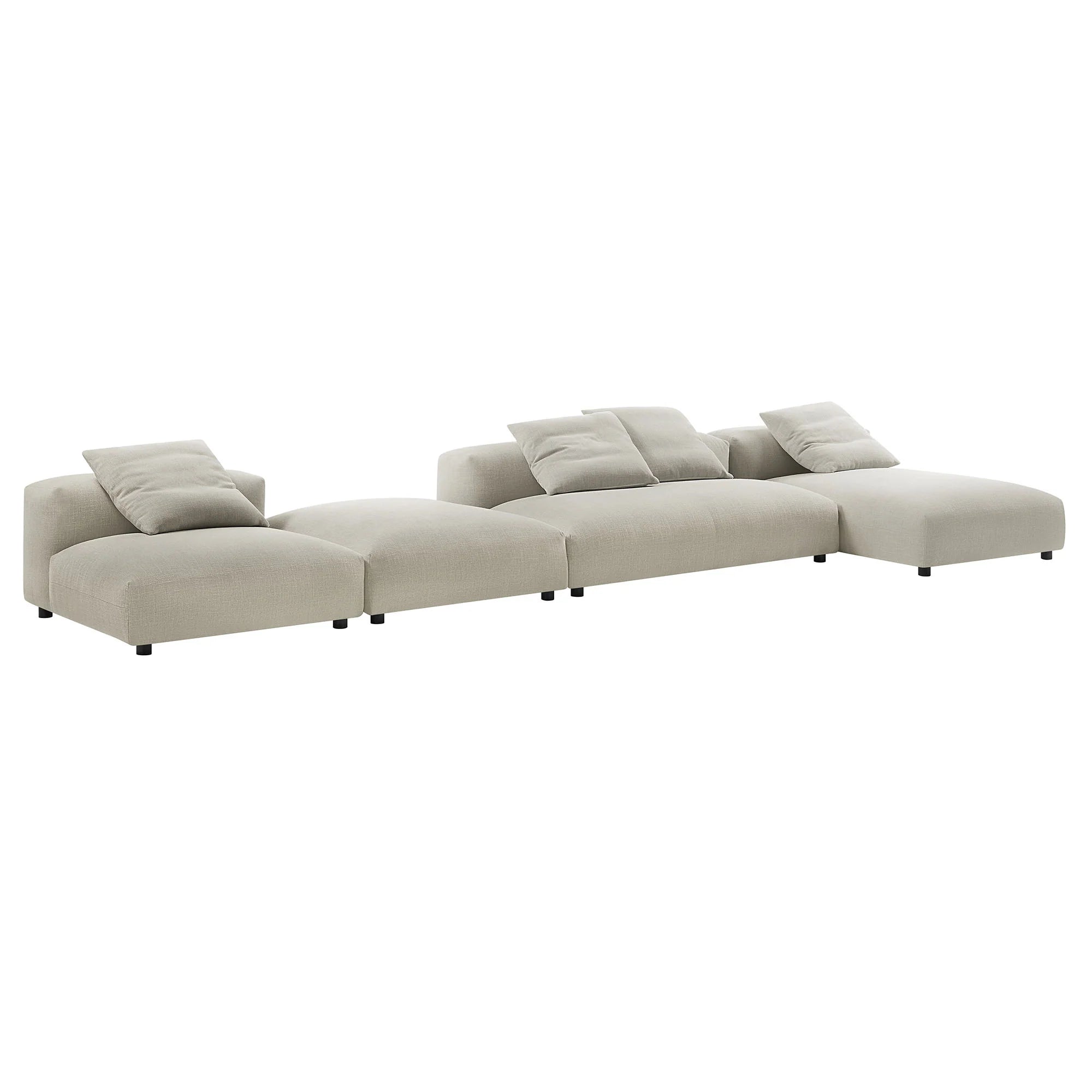 Solace 4-Piece Modular Upholstered Fabric Sectional Sofa With Ottoman