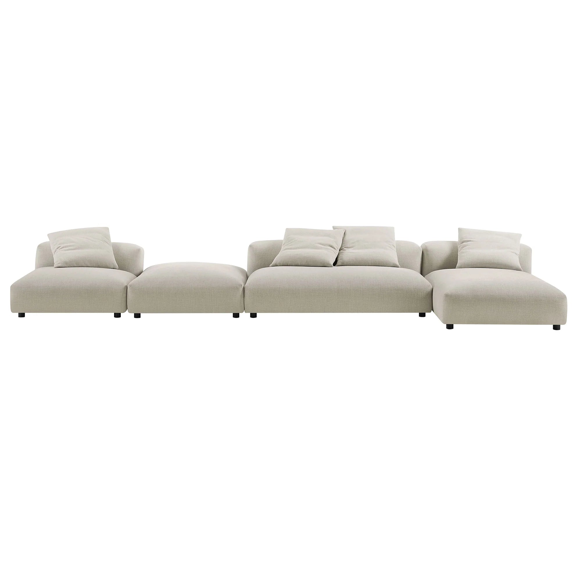 Solace 4-Piece Modular Upholstered Fabric Sectional Sofa With Ottoman