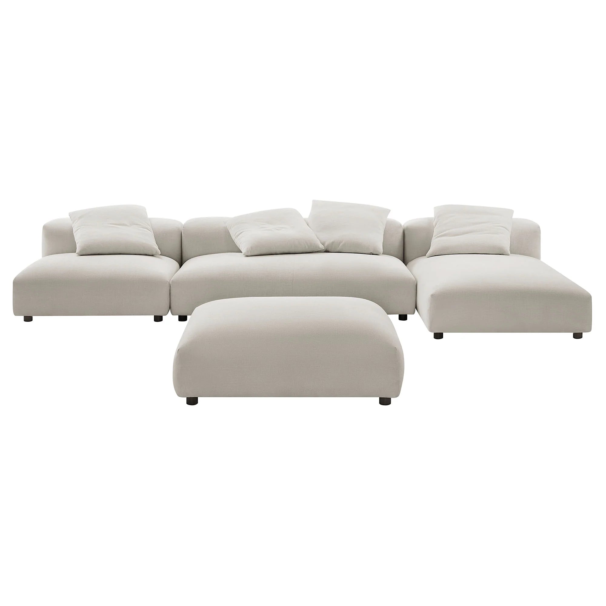 Solace 4-Piece Modular Upholstered Fabric Sectional Sofa With Ottoman