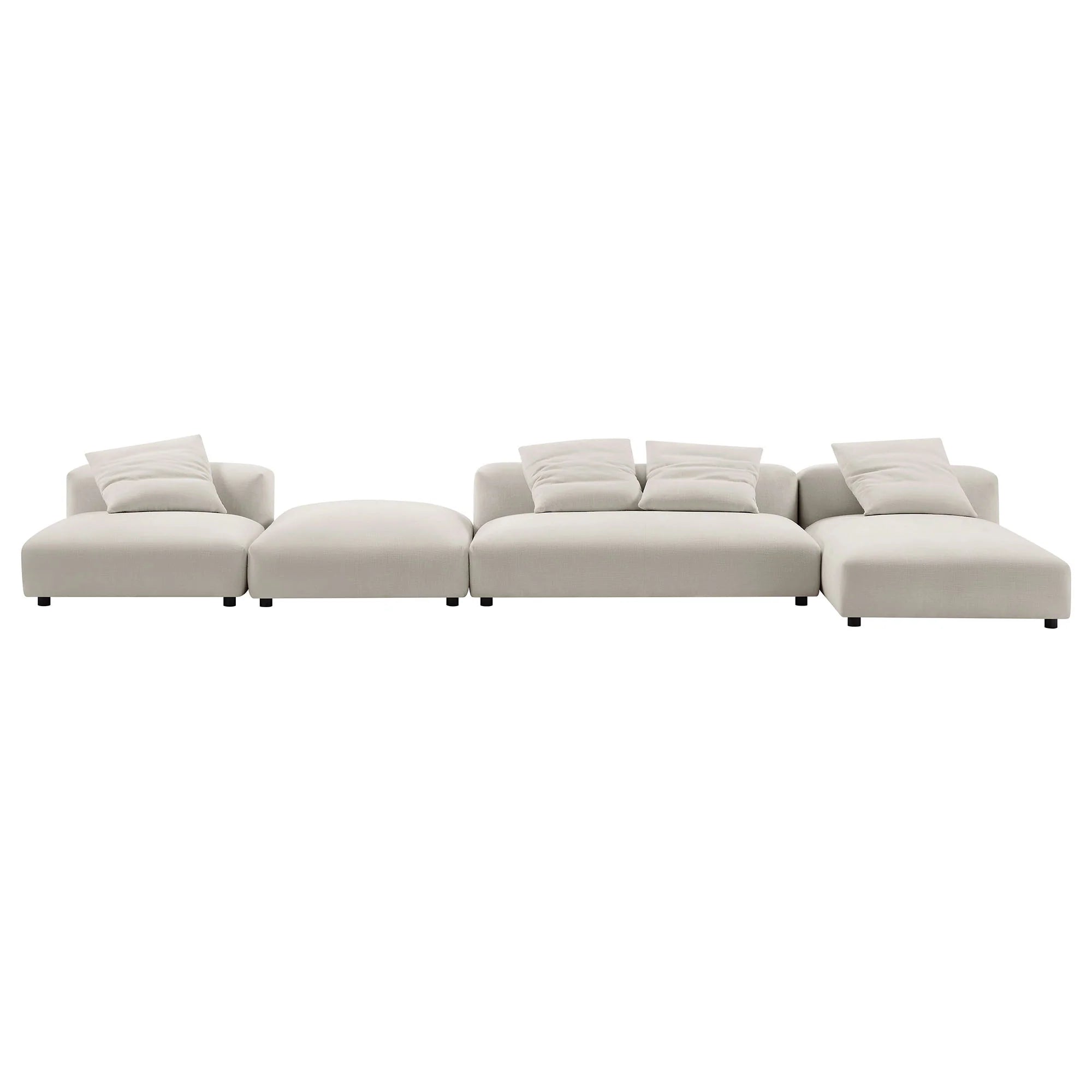 Solace 4-Piece Modular Upholstered Fabric Sectional Sofa With Ottoman