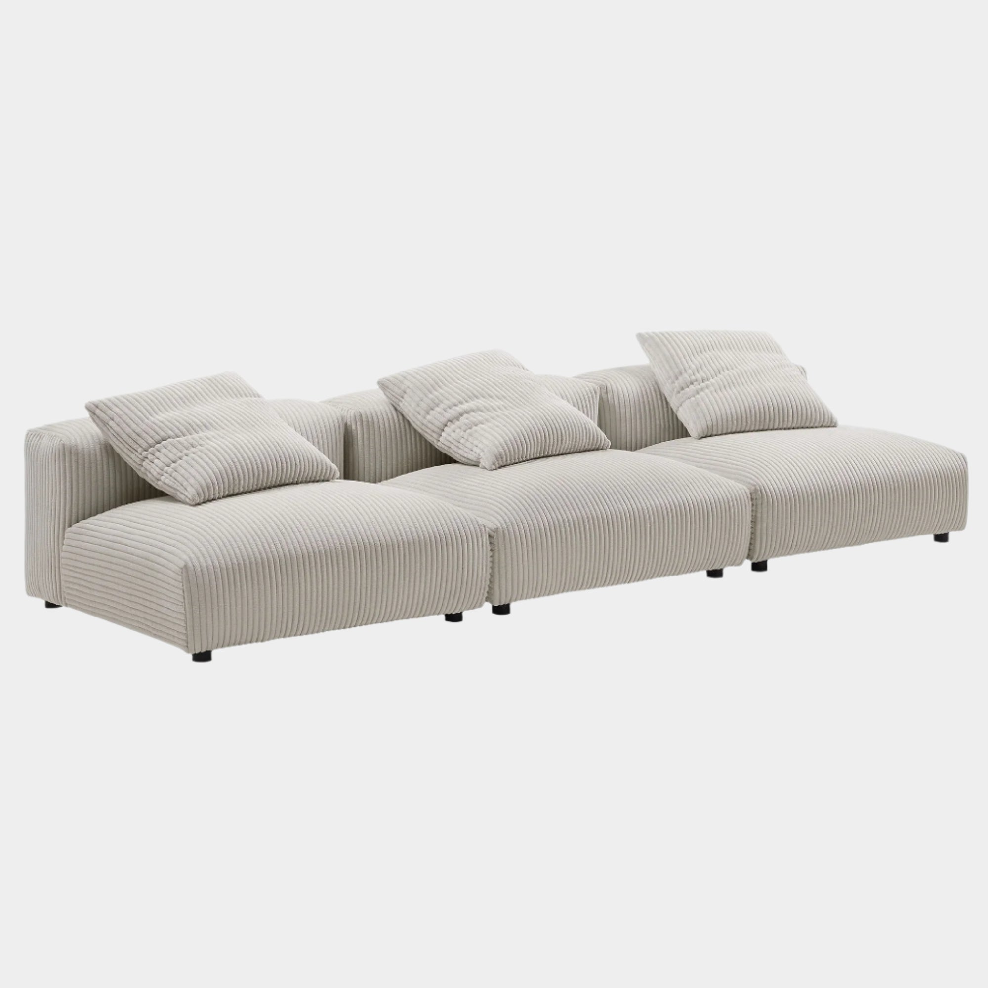 Solace 3-Piece Modular Corduroy Upholstered Sofa