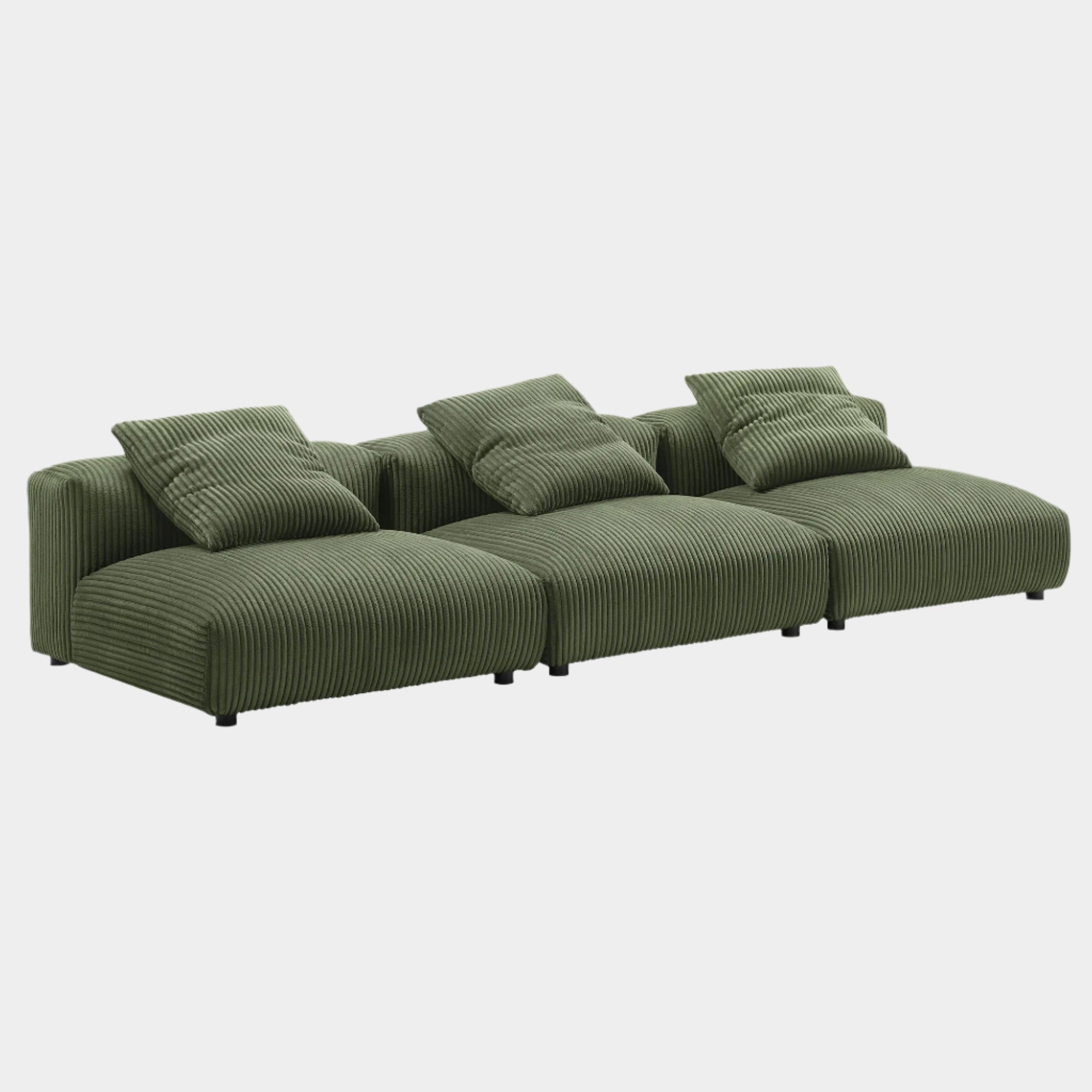 Solace 3-Piece Modular Corduroy Upholstered Sofa