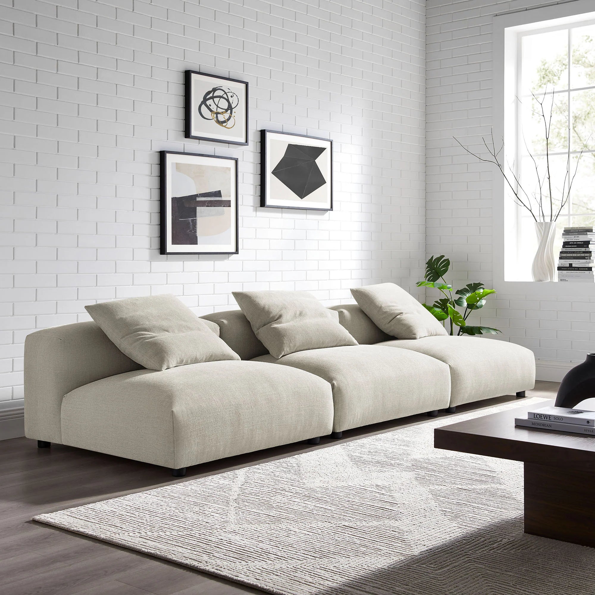 Solace 3-Piece Modular Upholstered Fabric Sofa