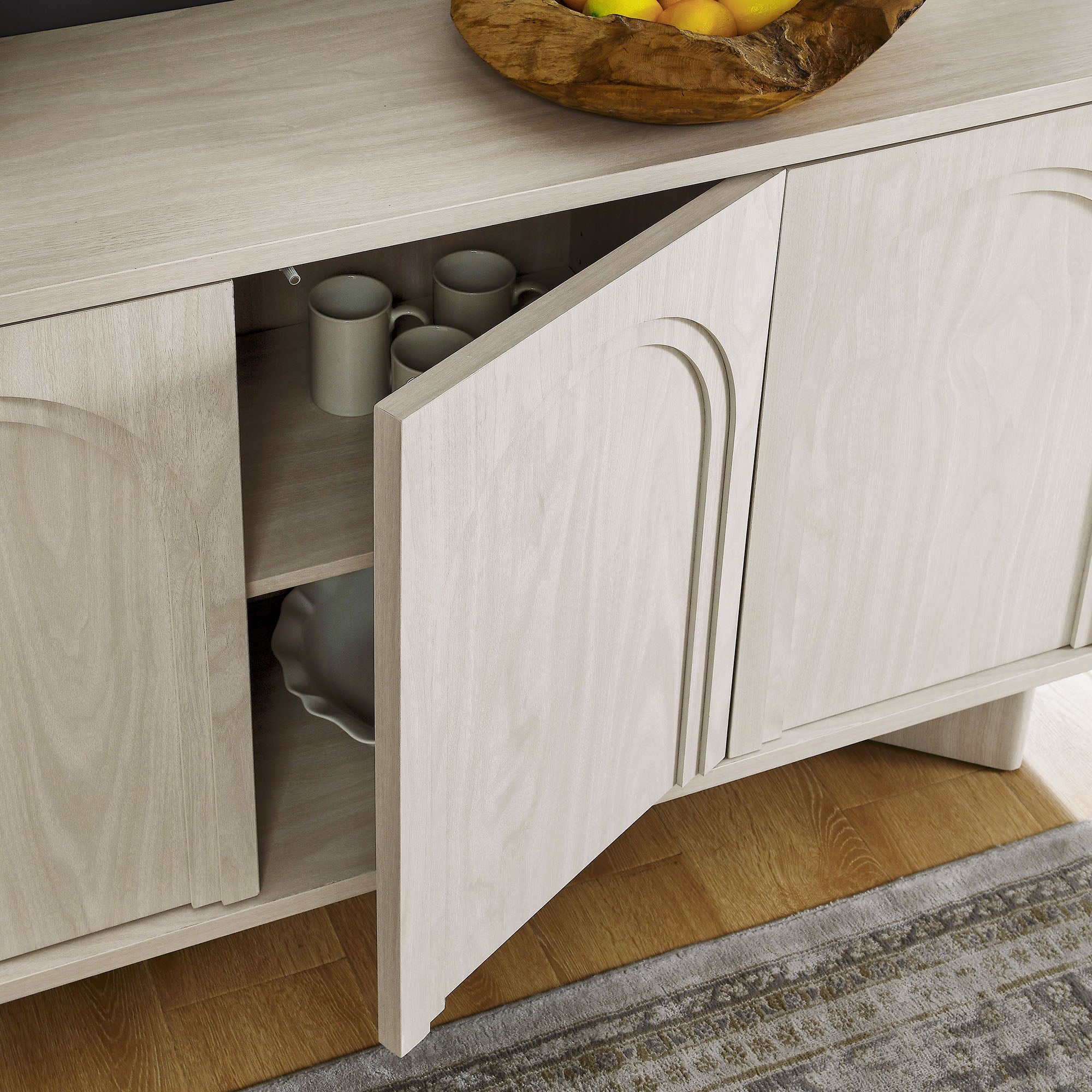 Flux Arched 3-Door Sideboard in White Wash