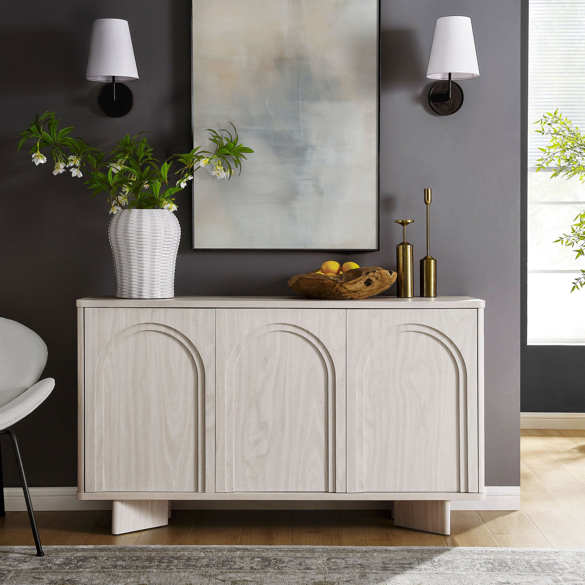 Flux Arched 3-Door Sideboard in White Wash