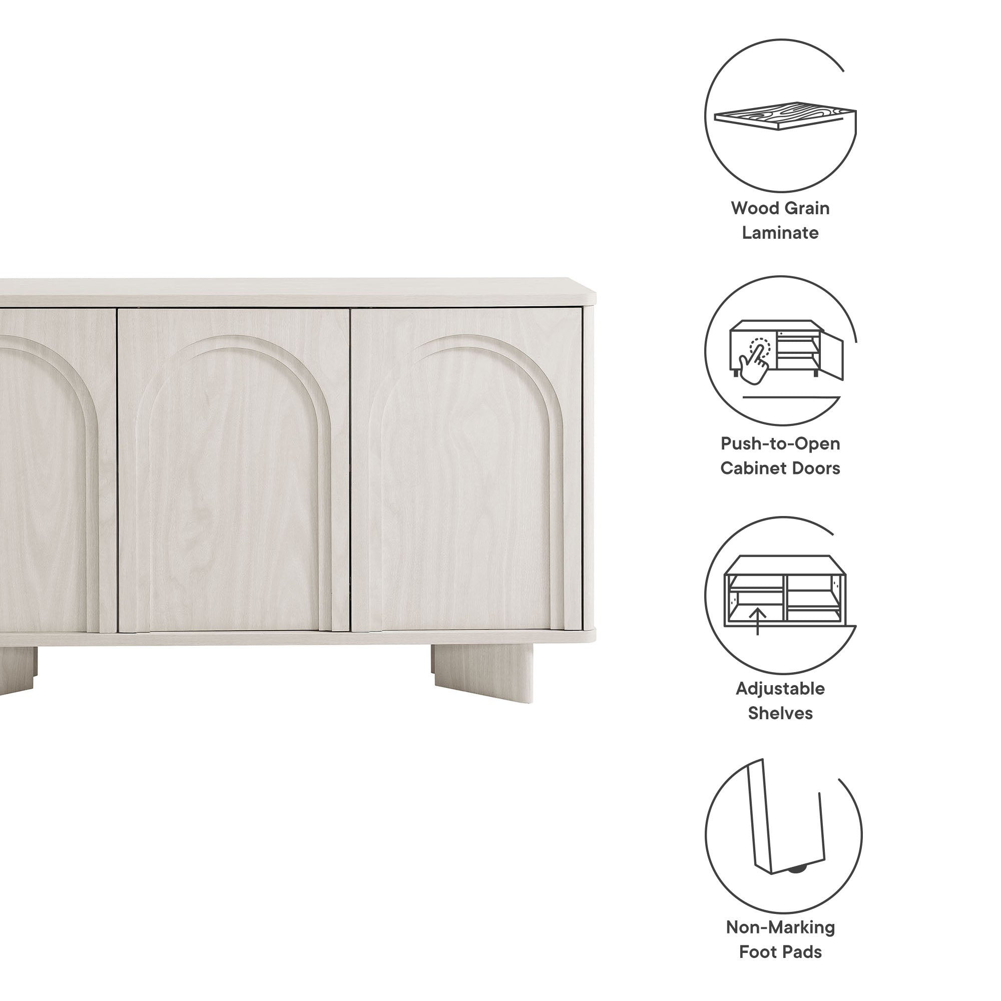 Flux Arched 3-Door Sideboard in White Wash